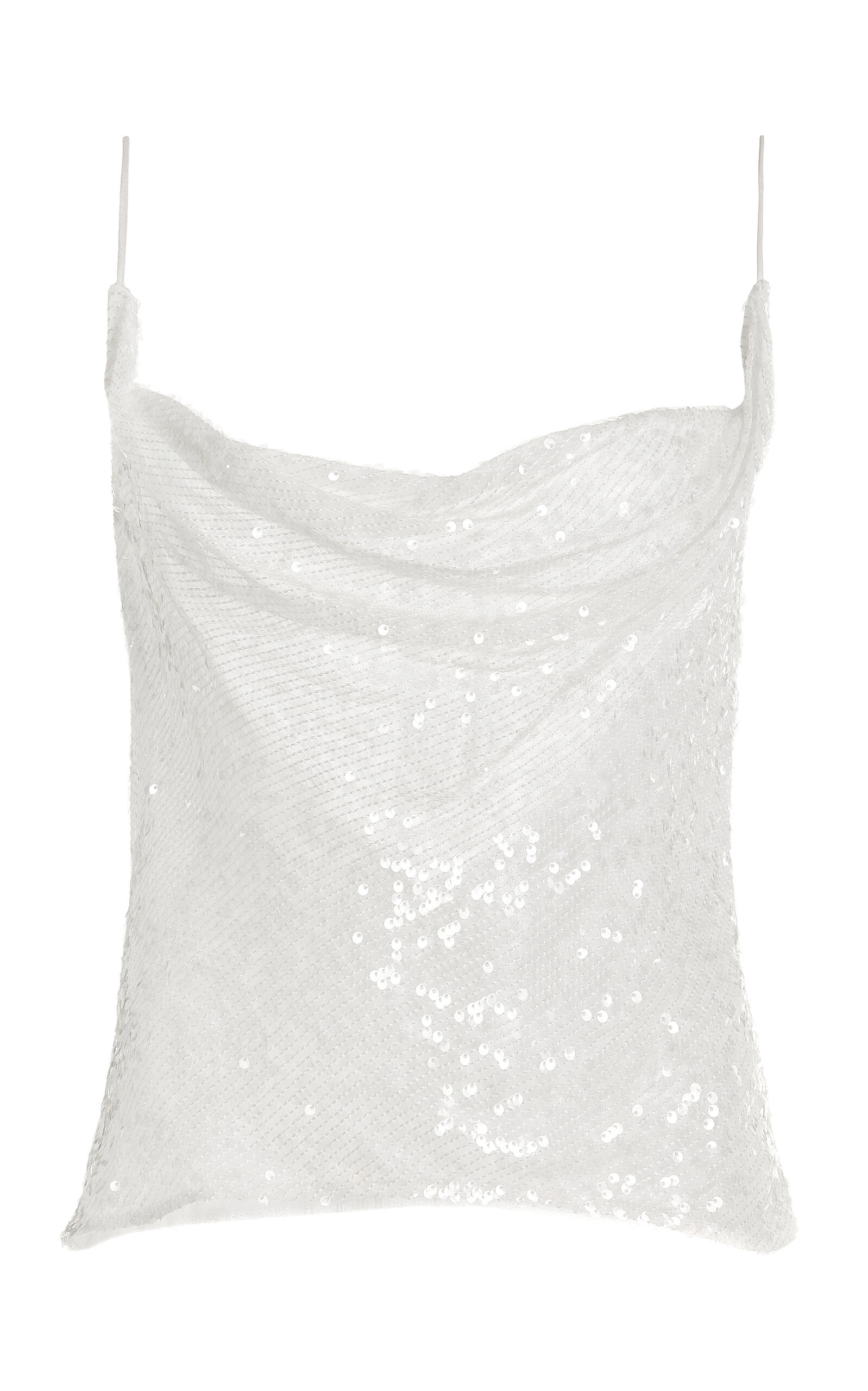 Shop Lapointe Sequined Satin Camisole Top In White