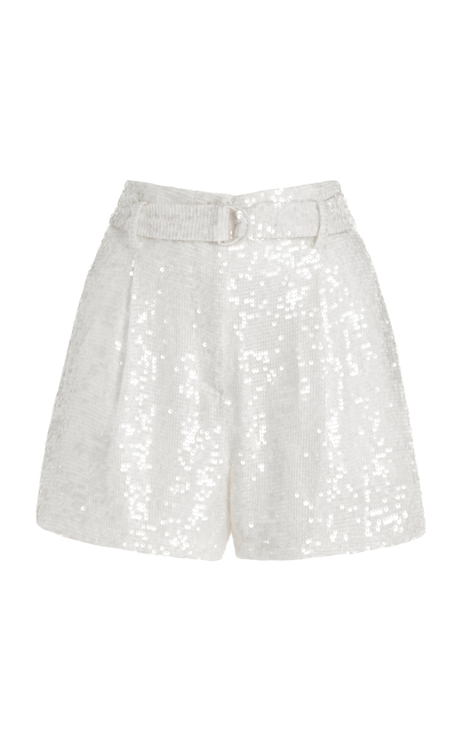 LAPOINTE Sequined High-Rise Satin Shorts - White