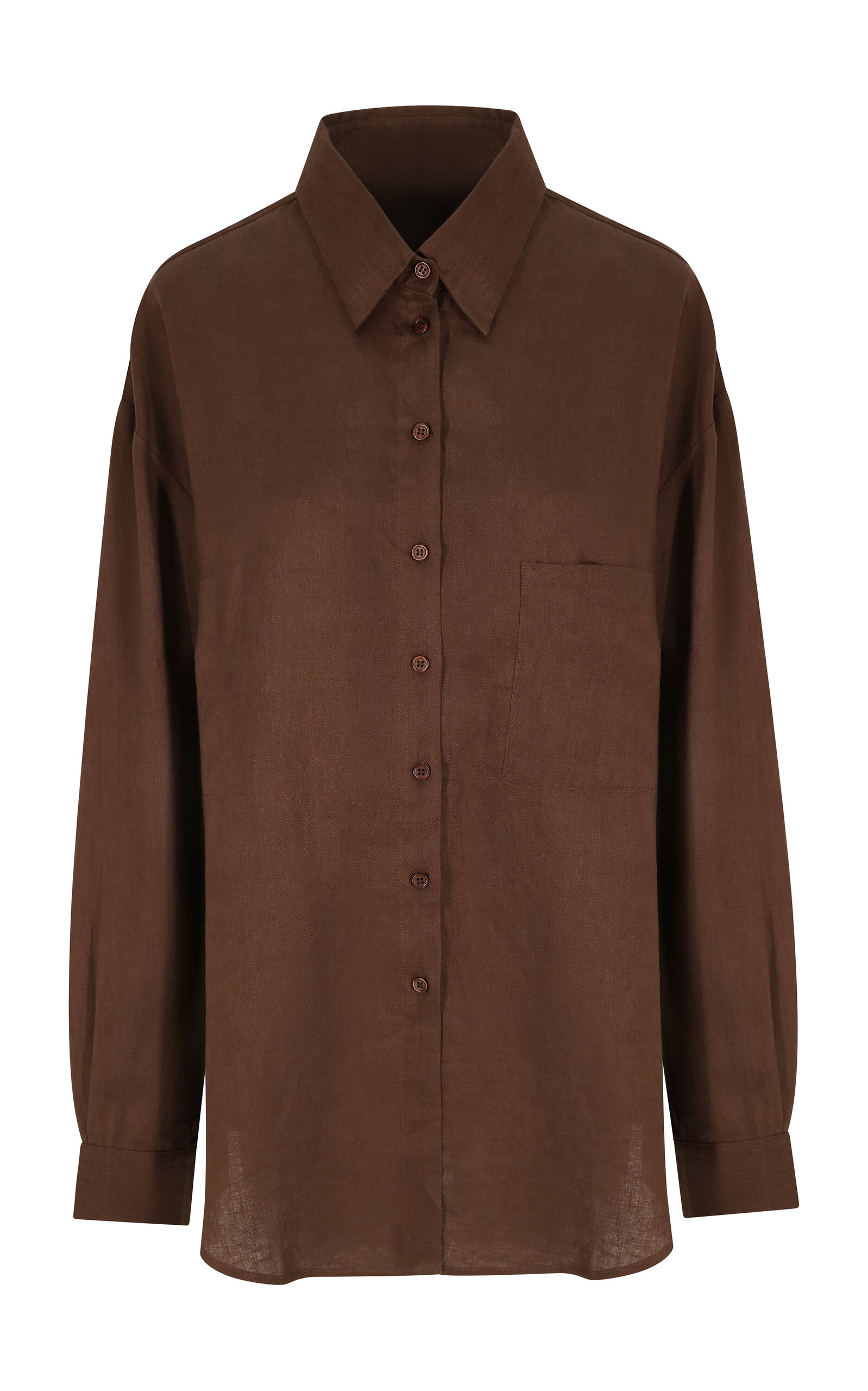 Shop Aexae Oversized Linen Shirt In Brown