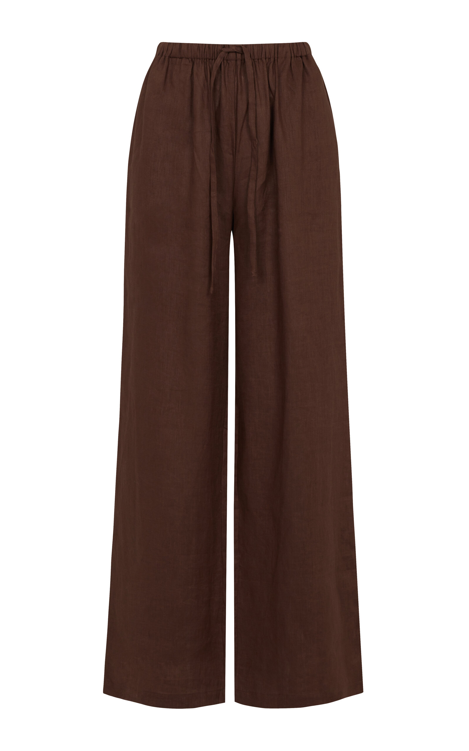 Aexae Linen Drawstring Pants In Brown