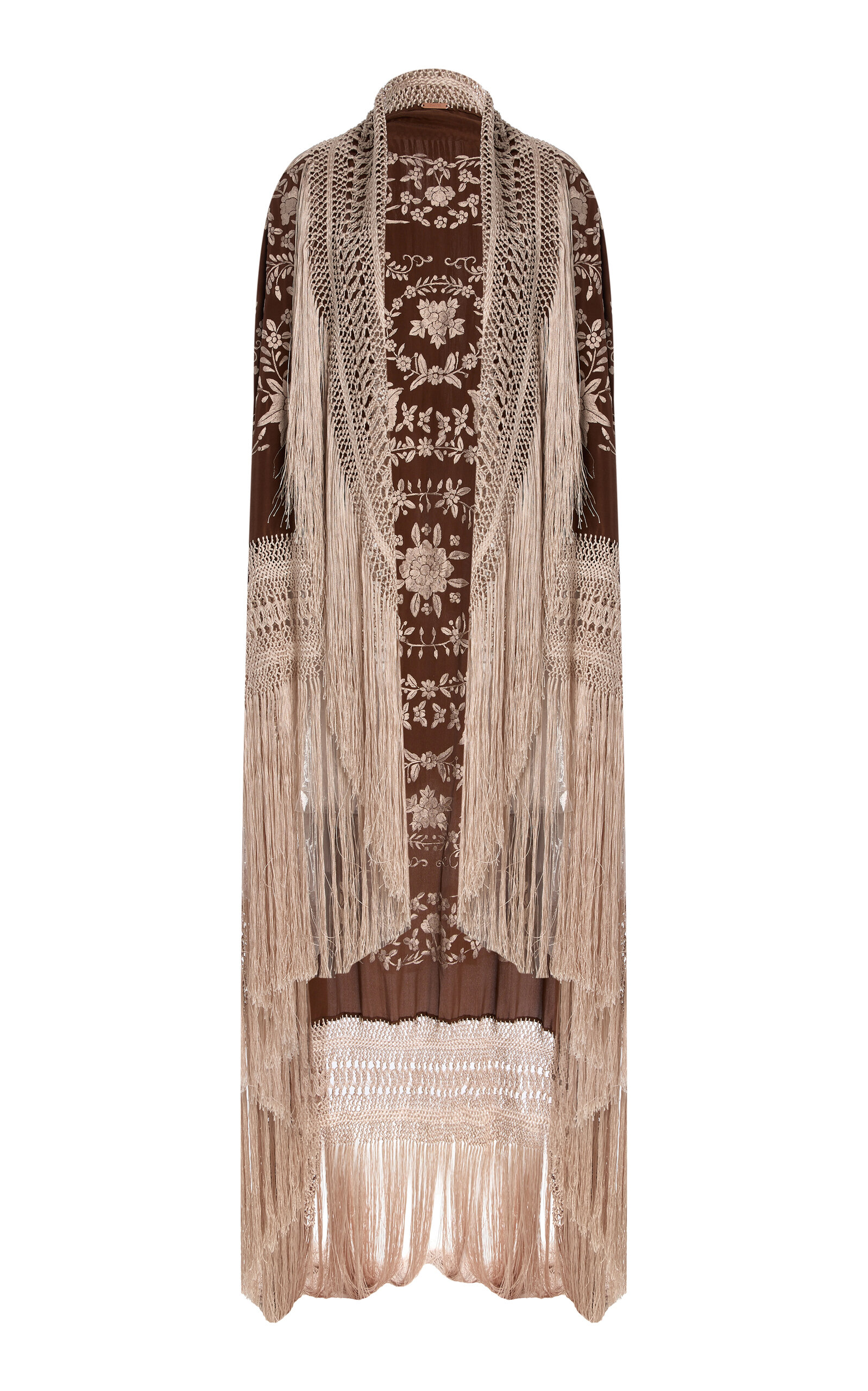 Johanna Ortiz Magnificent Panorama Fringed-Silk Manila Shawl - Brown - OS