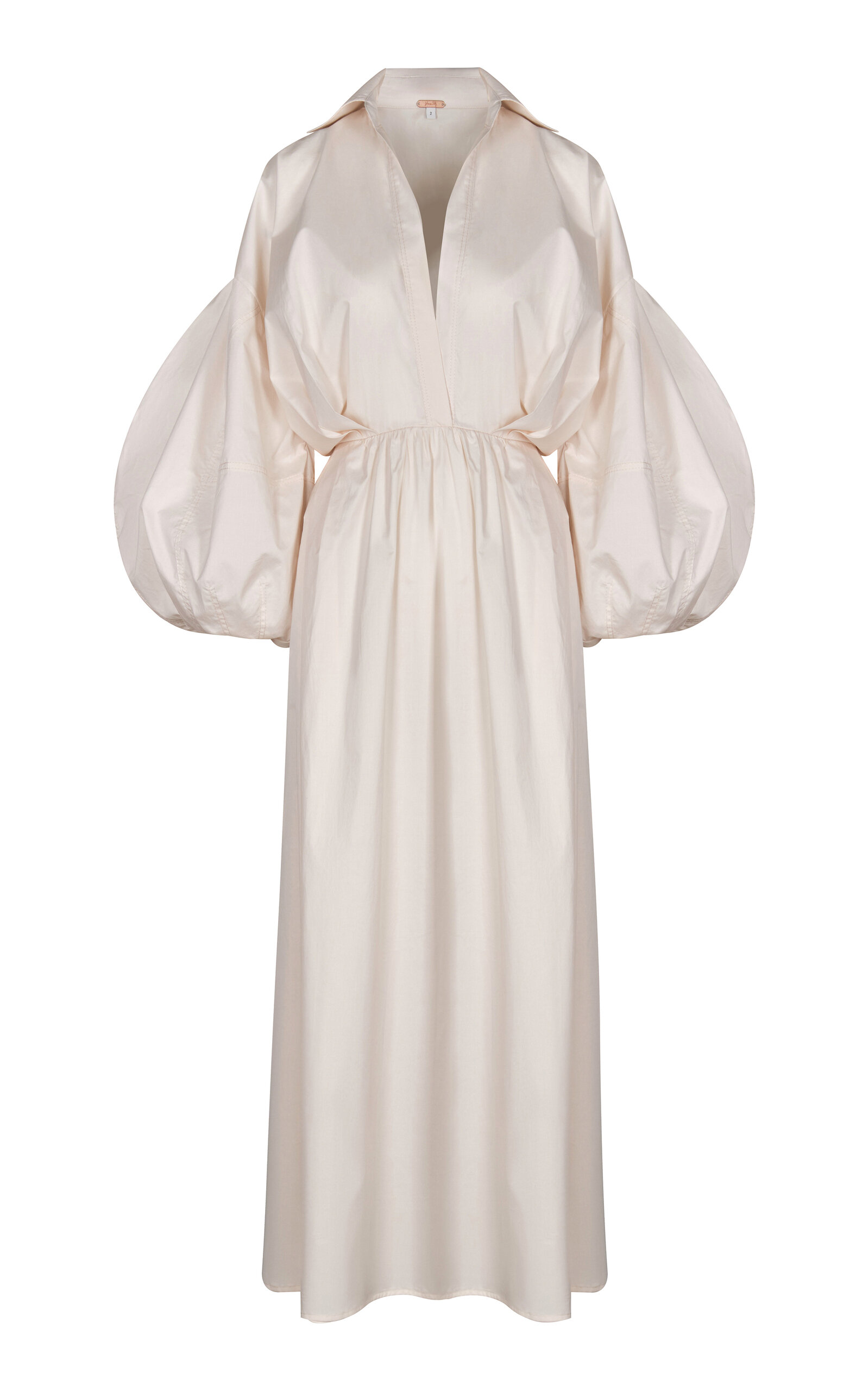 Johanna Ortiz Sierra Blanca Billow-sleeve Stretch-cotton Maxi Dress In Ivory