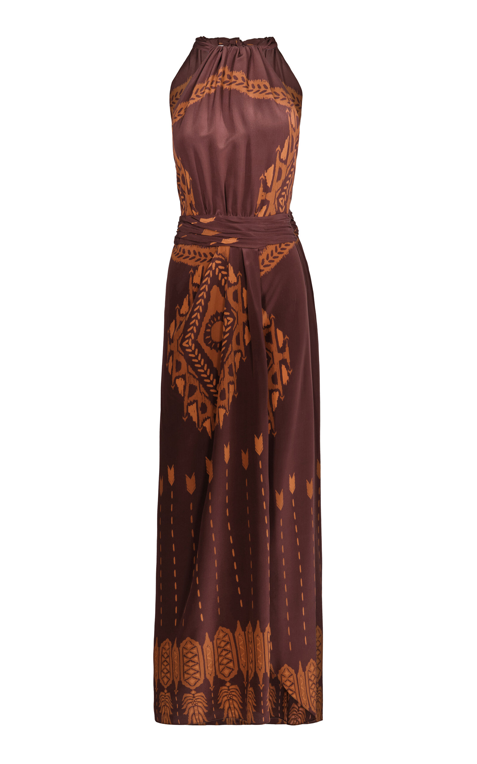 Johanna Ortiz Edige Of Fine Printed Silk Maxi Dress In Brown
