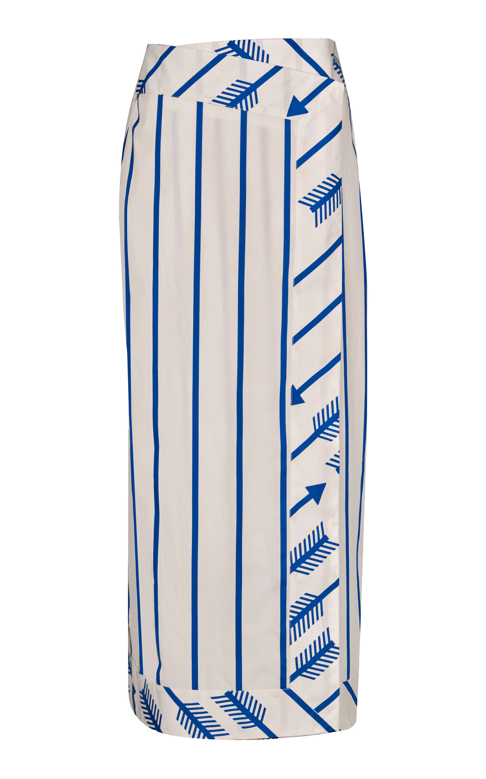 Johanna Ortiz Mar De Cortes Wrap-front Cotton Midi Skirt In Stripe