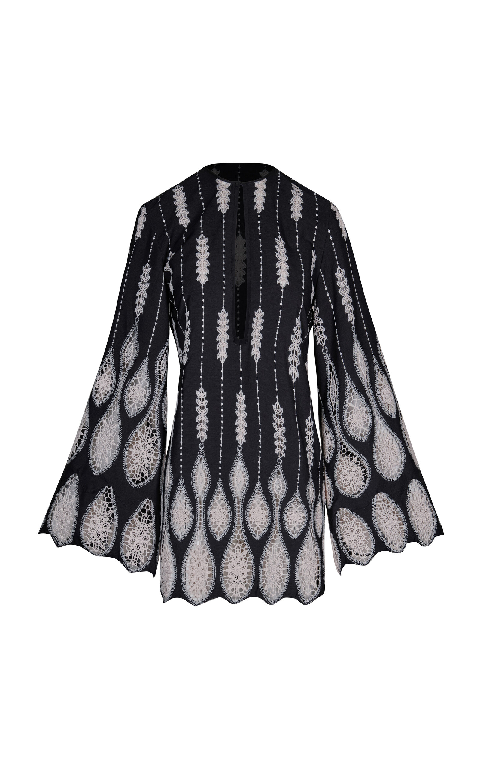 Johanna Ortiz Vision Seeking Embroidered Lace Mini Dress In Black