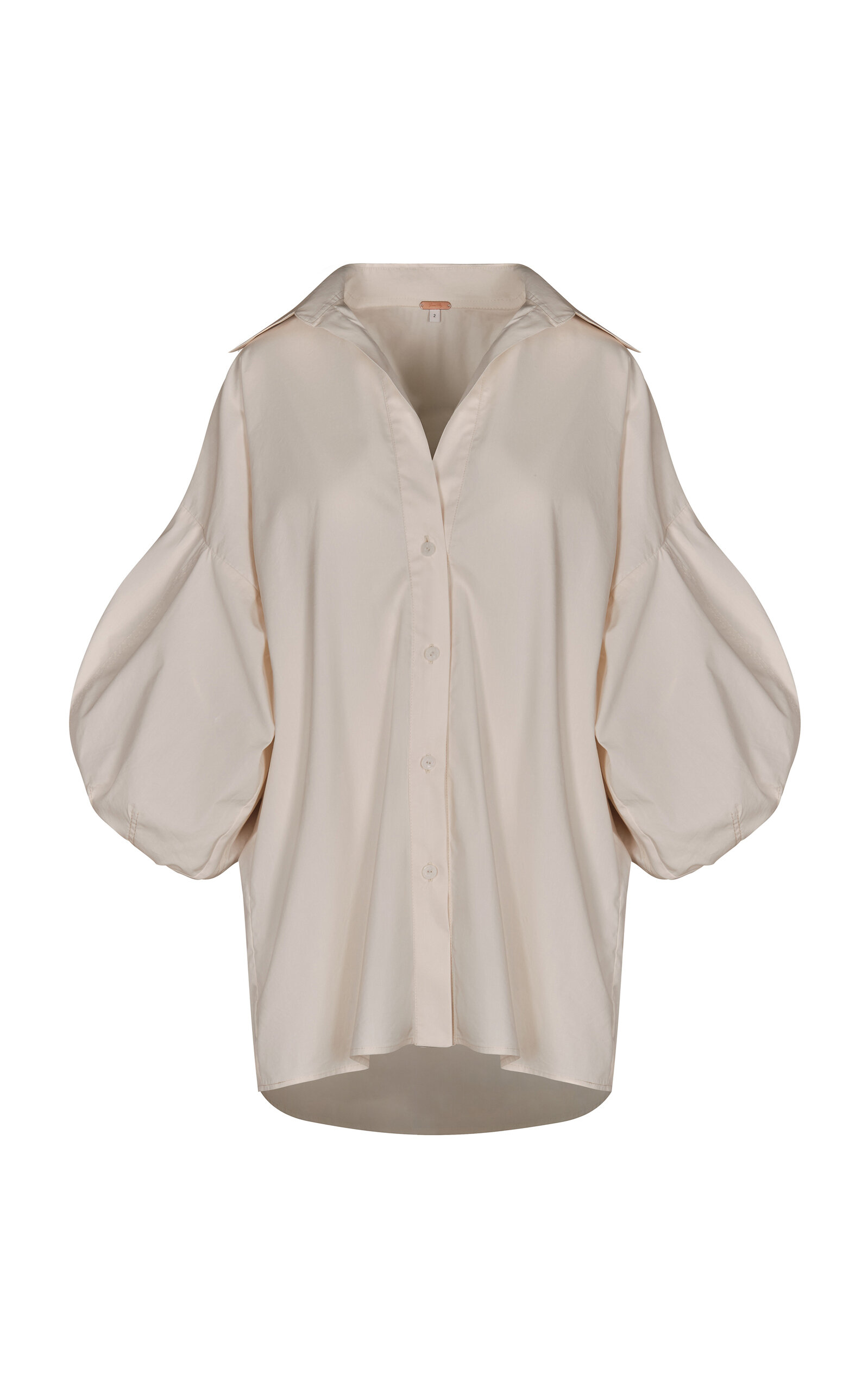 Johanna Ortiz Flechada Billow-sleeve Stretch-cotton Shirt In Ivory