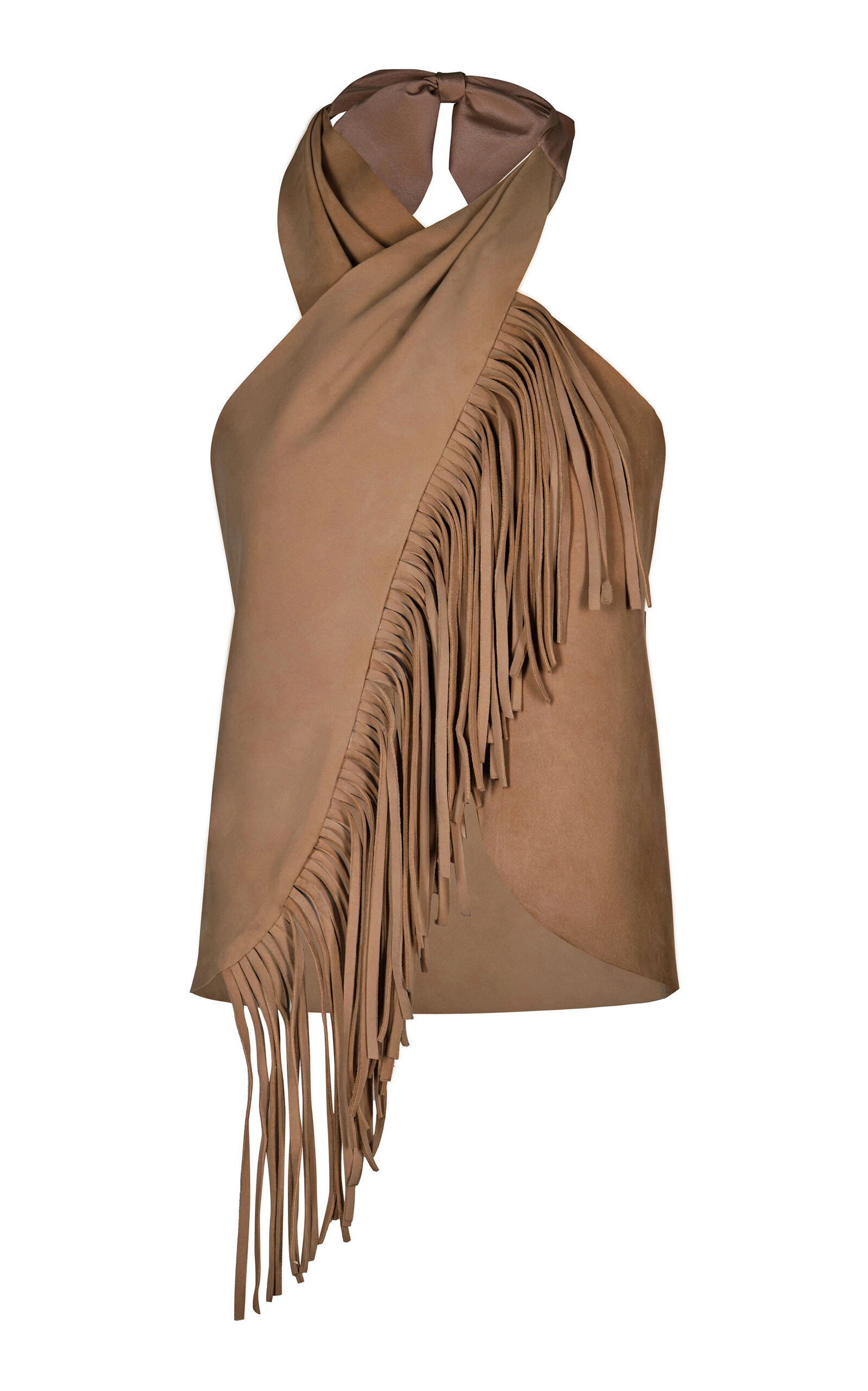 Johanna Ortiz Sonora Fringed Leather Top In Neutral