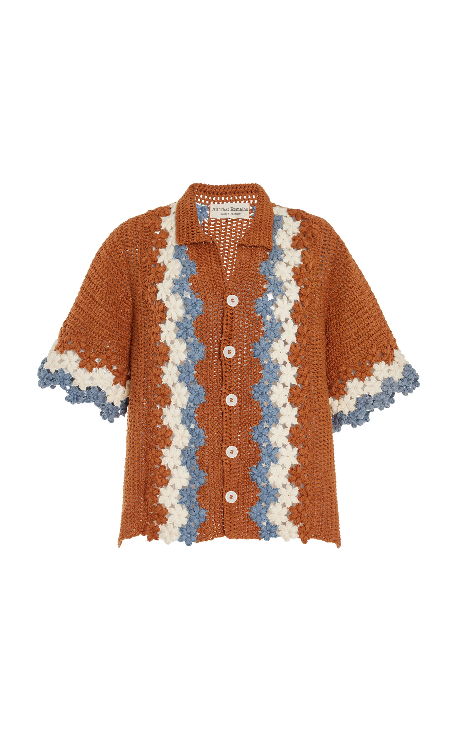 All That Remains Daisy Crocheted Cotton Shirt In Brown