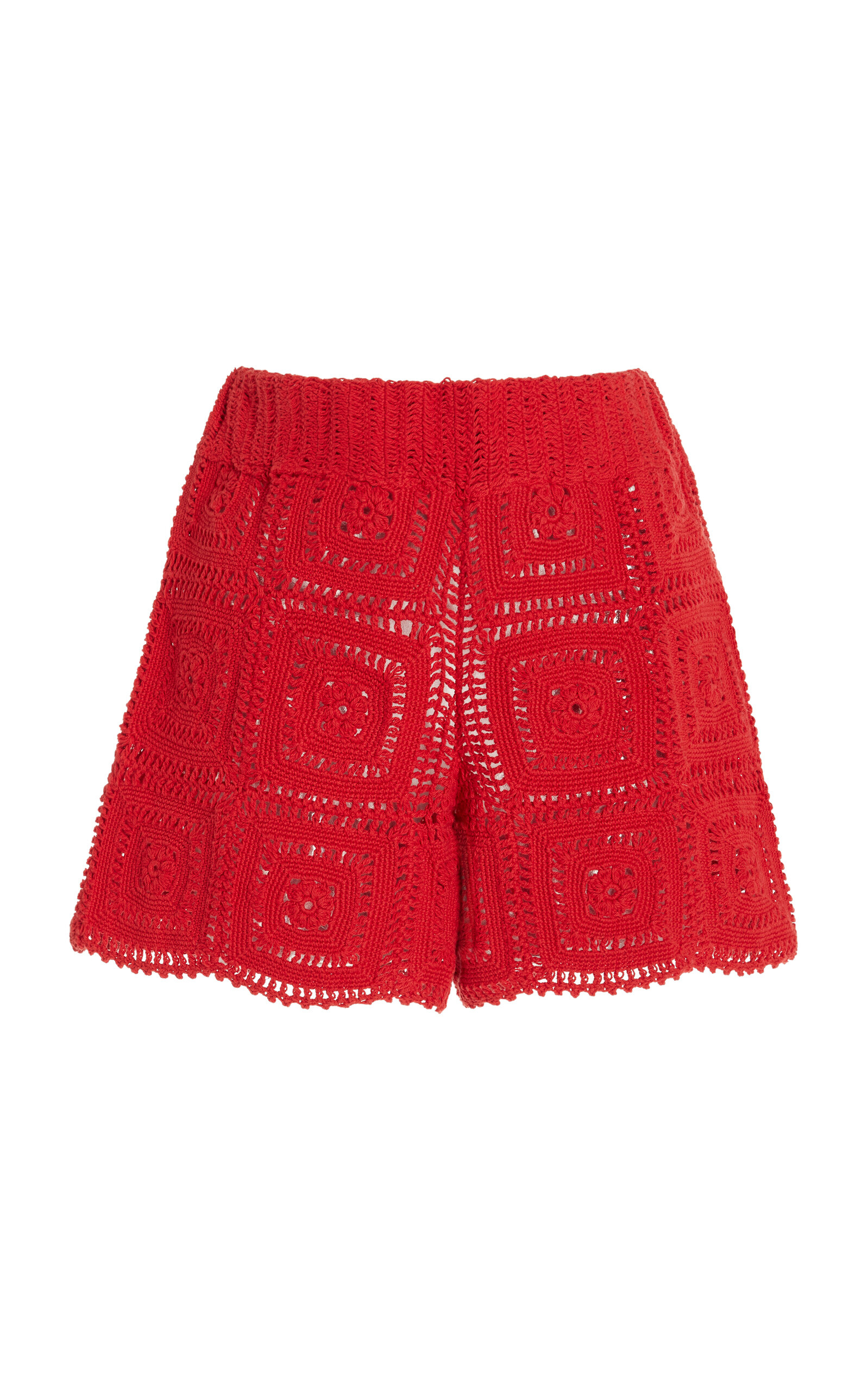 Shop All That Remains Auri Crocheted Cotton Shorts In Red