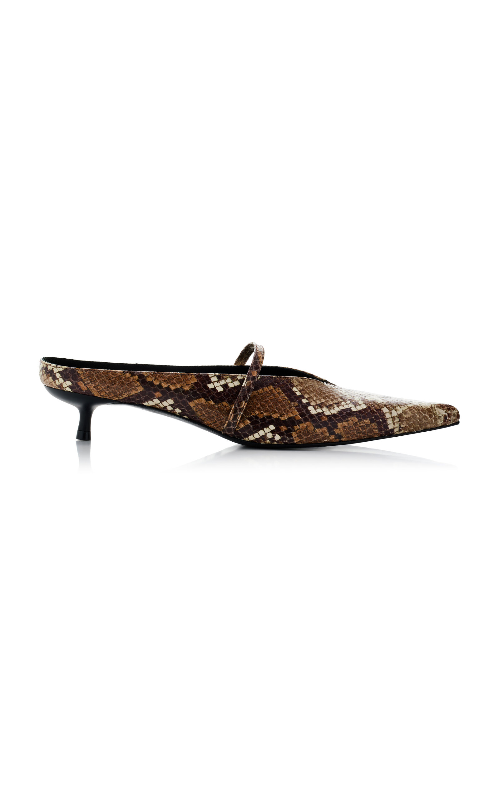 Snake-Effect Leather Mules