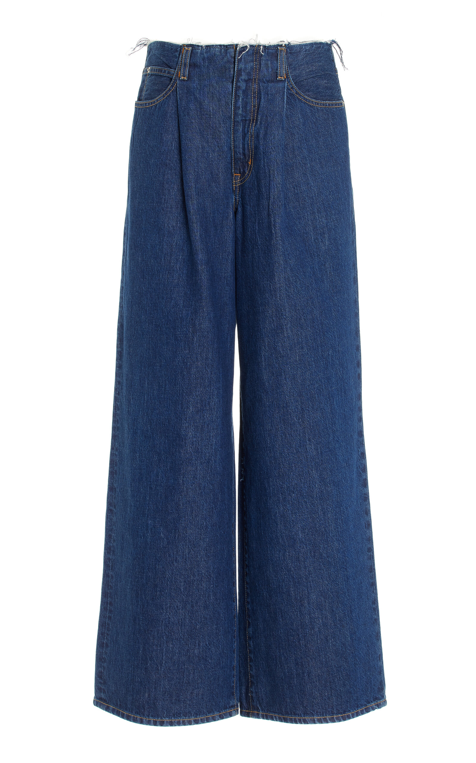 Shop Slvrlake Taylor Pleated Rigid Low-rise Wide-leg Jeans In Dark Wash