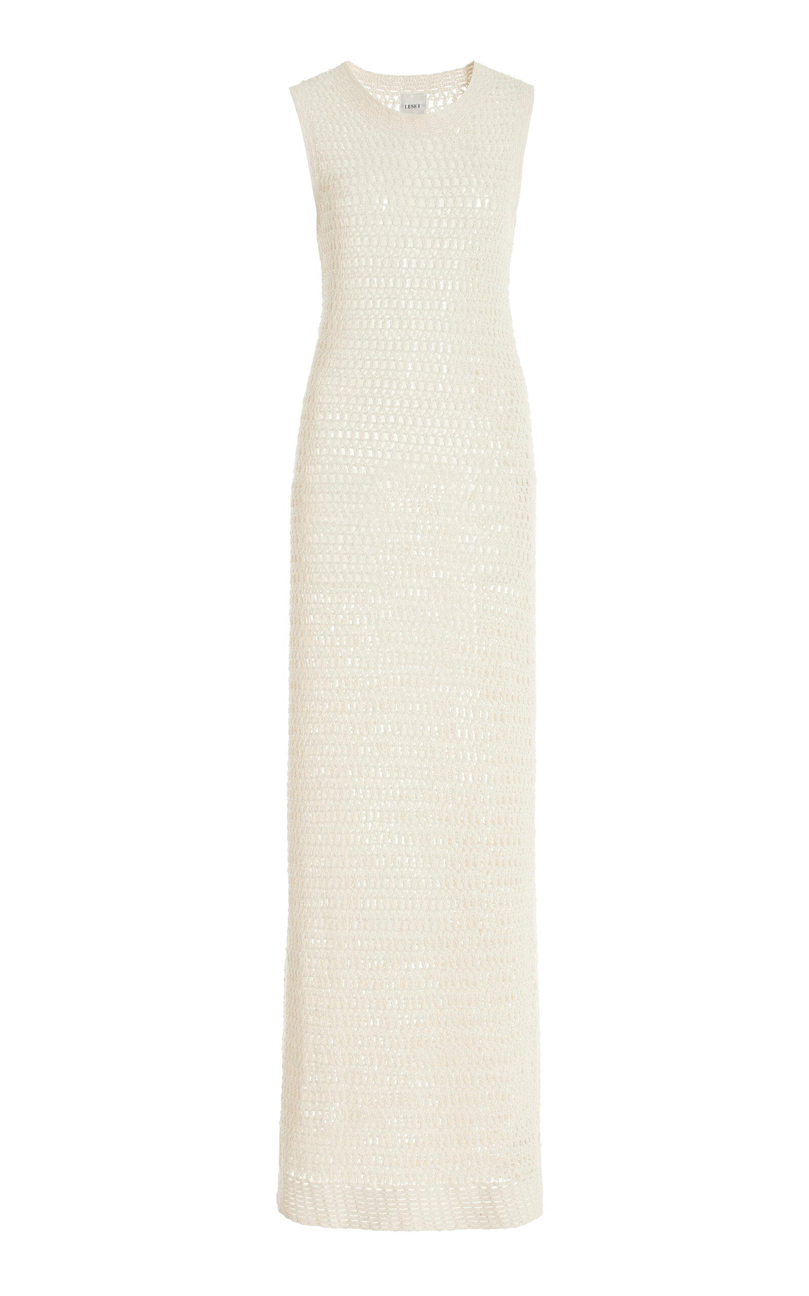 Shop Leset Lucy Crocheted-cotton Maxi Dress In Neutral
