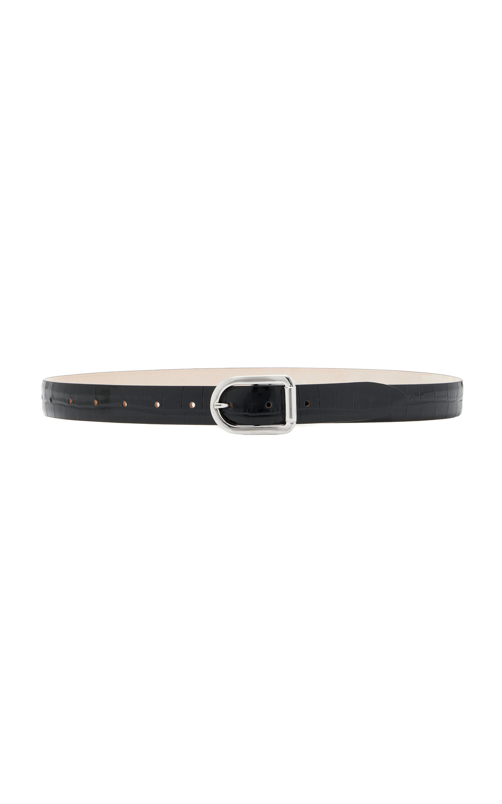 Shop Dehanche Mija Croc-embossed Leather Belt In Black