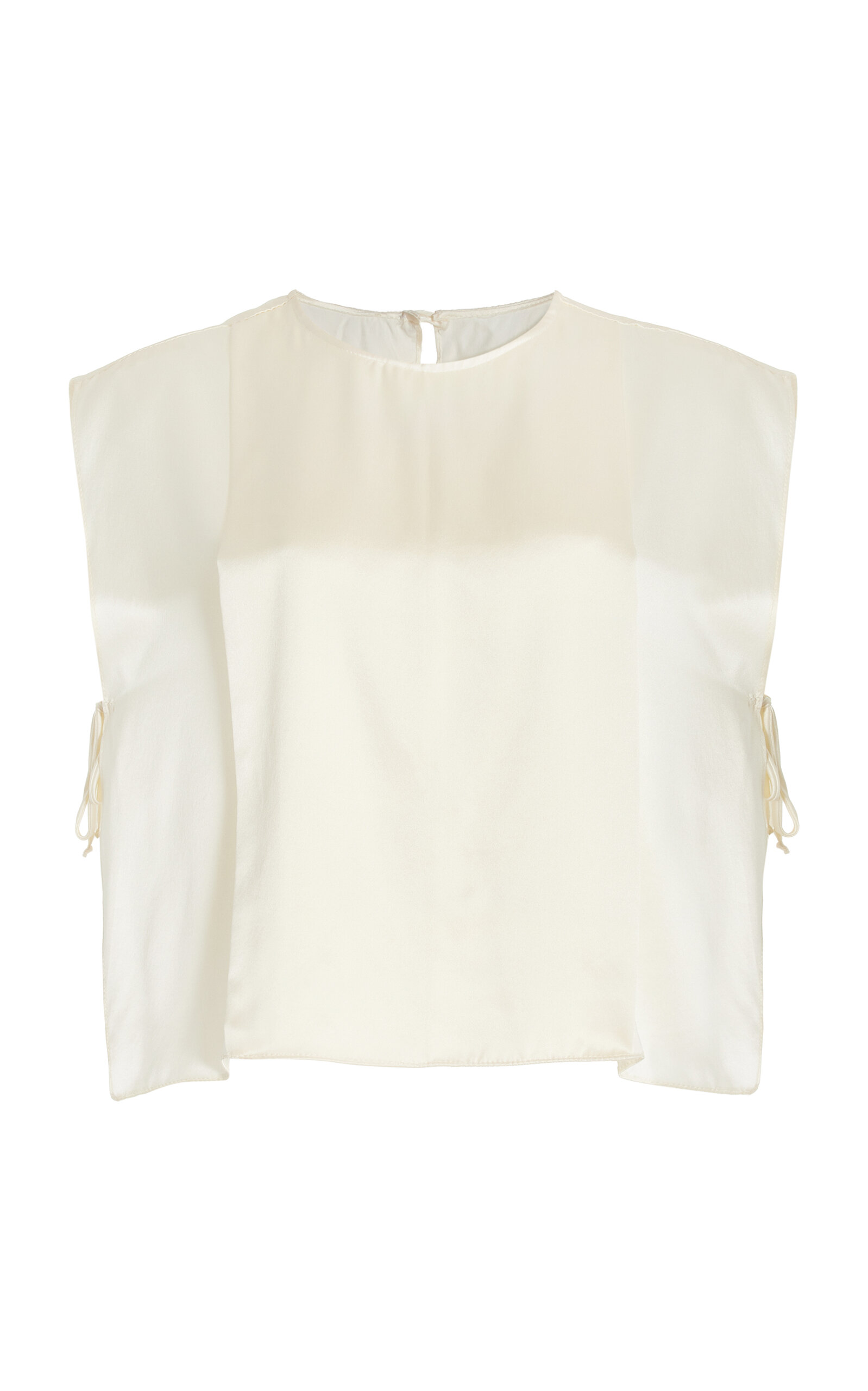 Shop Beare Park The Jodie Tie-detailed Silk Sleeveless Top In Ivory