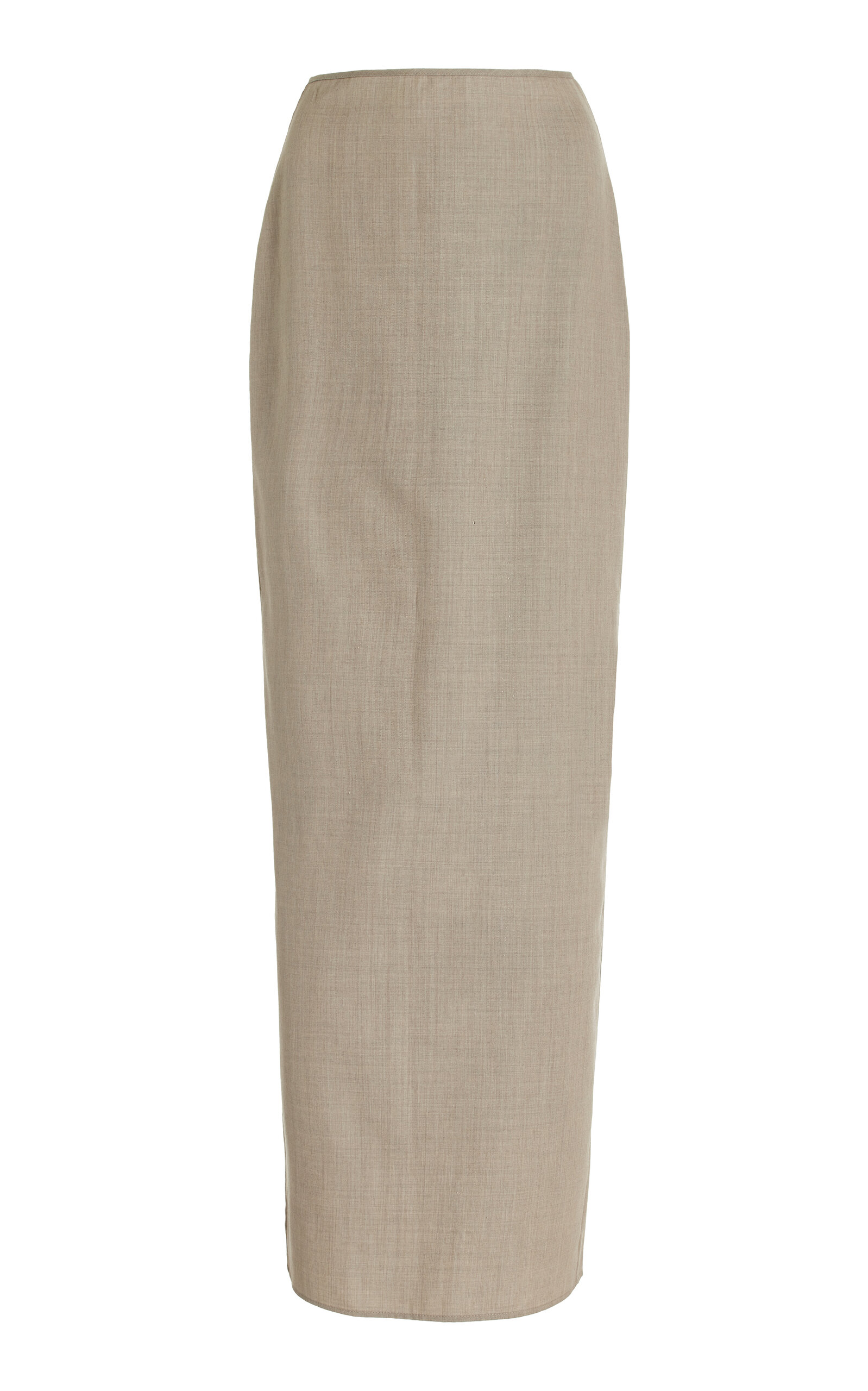 Shop Beare Park The Fred Wool Twill Pencil Maxi Skirt In Ivory