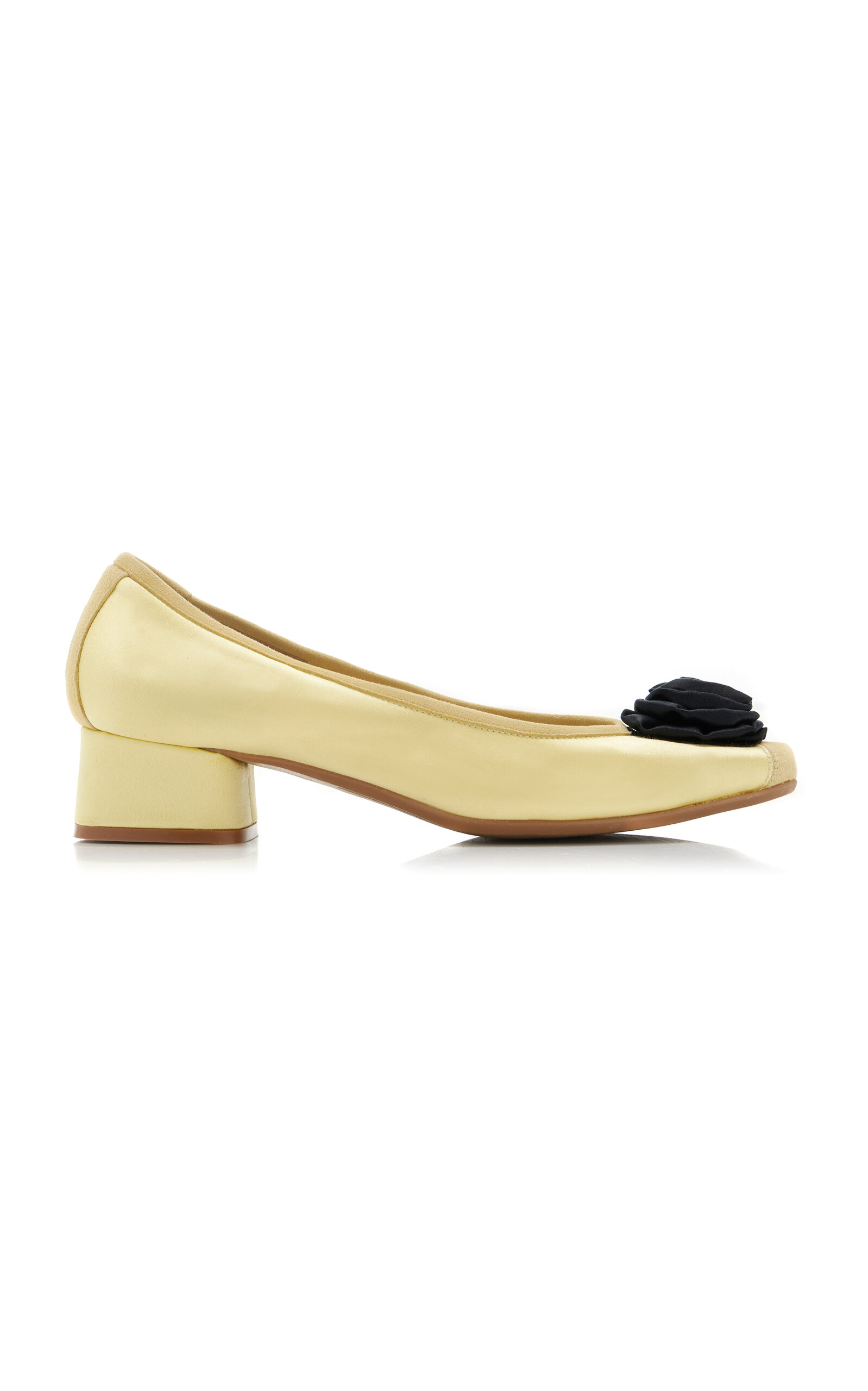 Home Of Hai X Reqins Silk Satin Ballet Pumps In Yellow