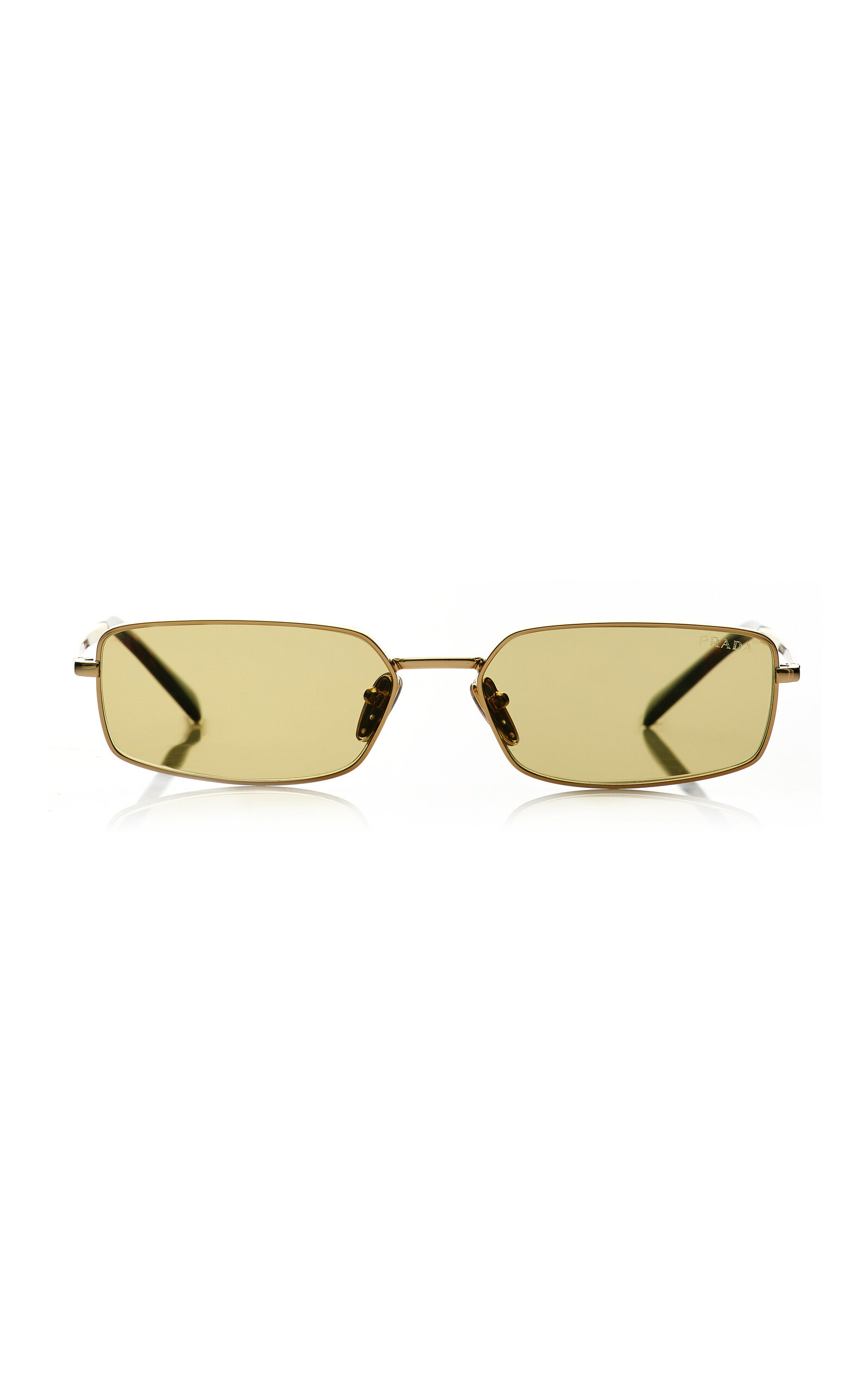 Prada Square-frame Metal Sunglasses In Green