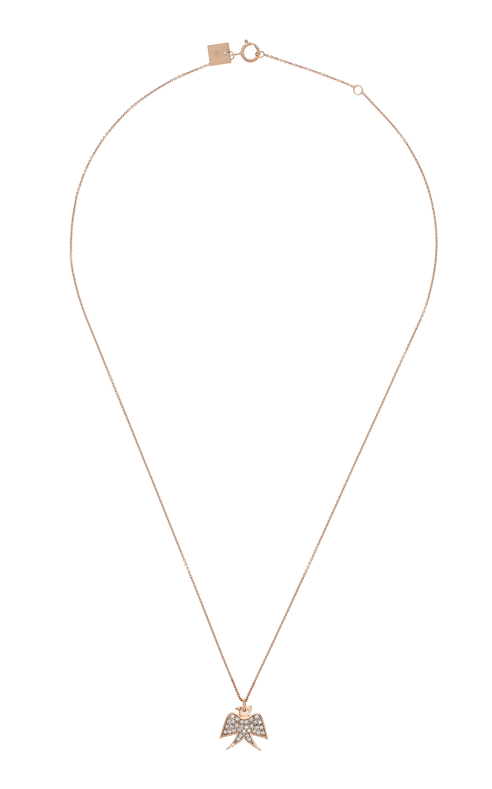 Shop Ginette Ny Georgia 18k Rose Gold Diamond On Chain Necklace In Pink