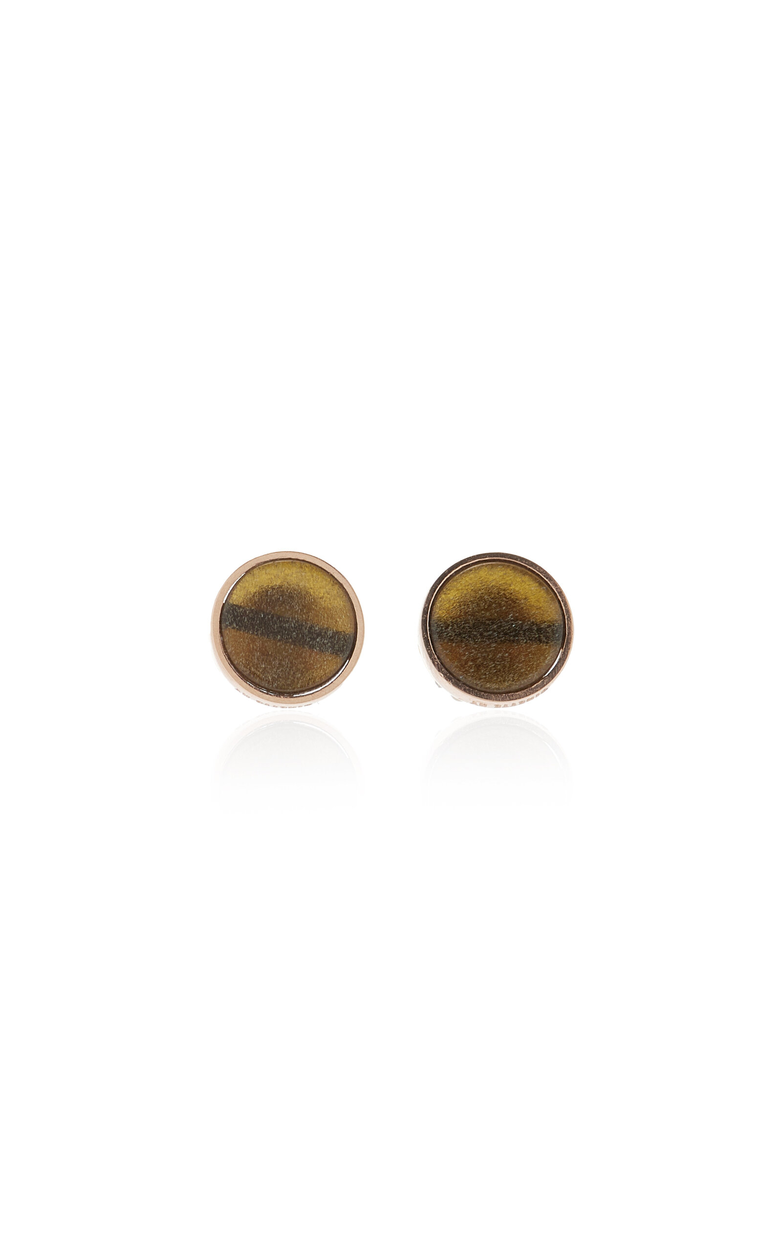 Ginette Ny Ever 14k Rose Gold Obsidian Disc Earrings In Brown