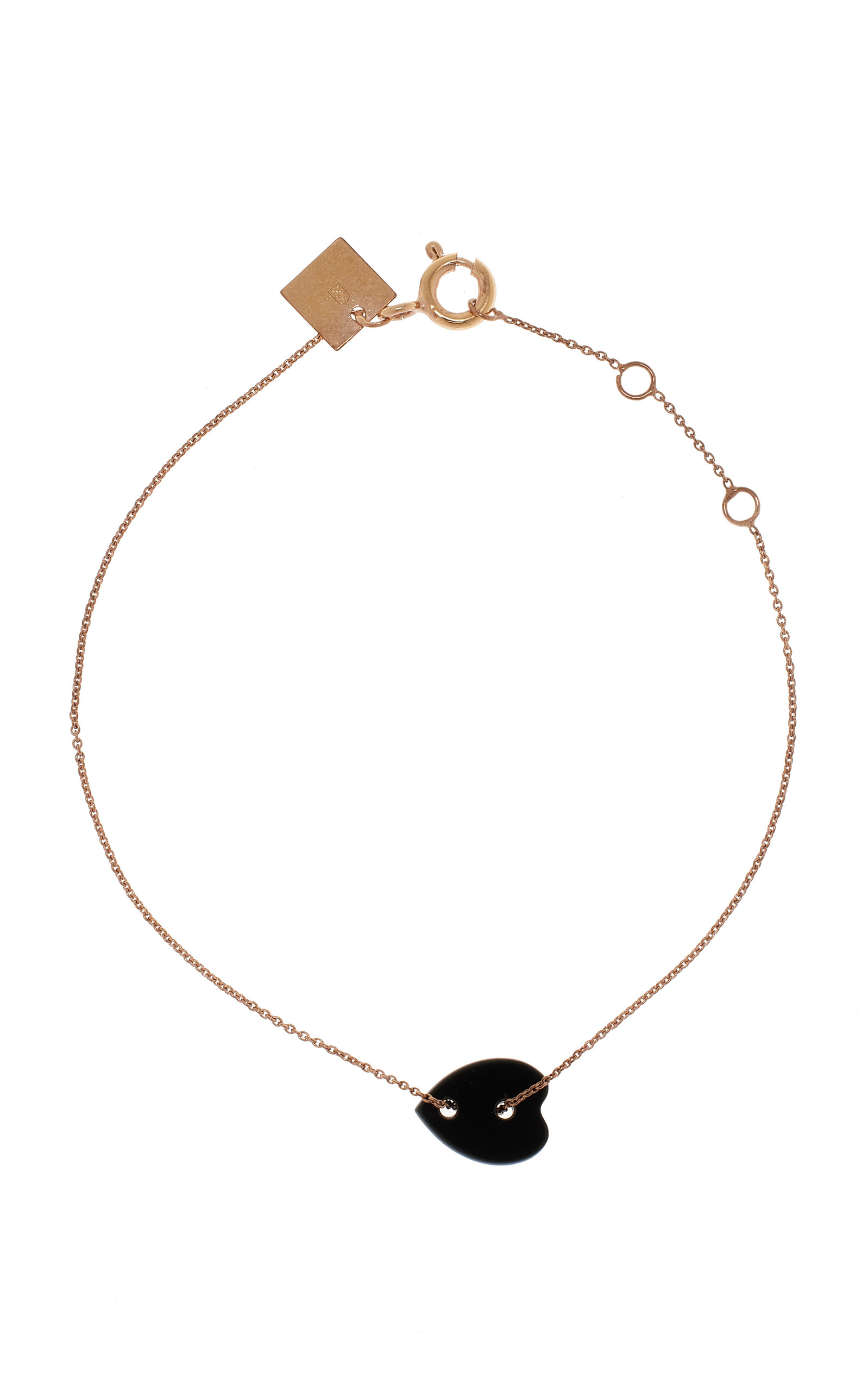Ginette Ny Angele Mini 14k Rose Gold Onyx Heart Bracelet In Black