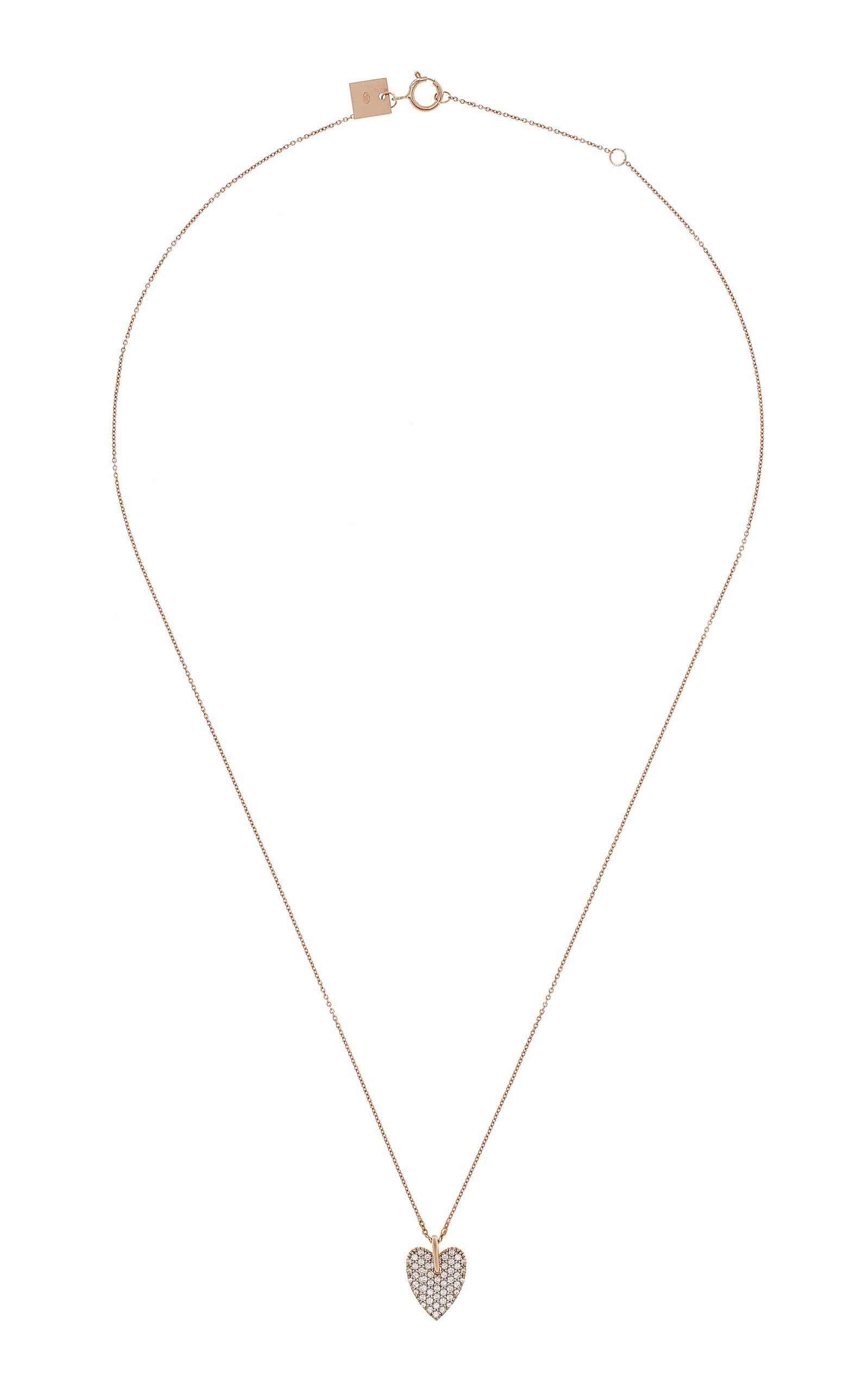 Angele Mini 18K Rose Gold Diamond Heart On Chain Necklace