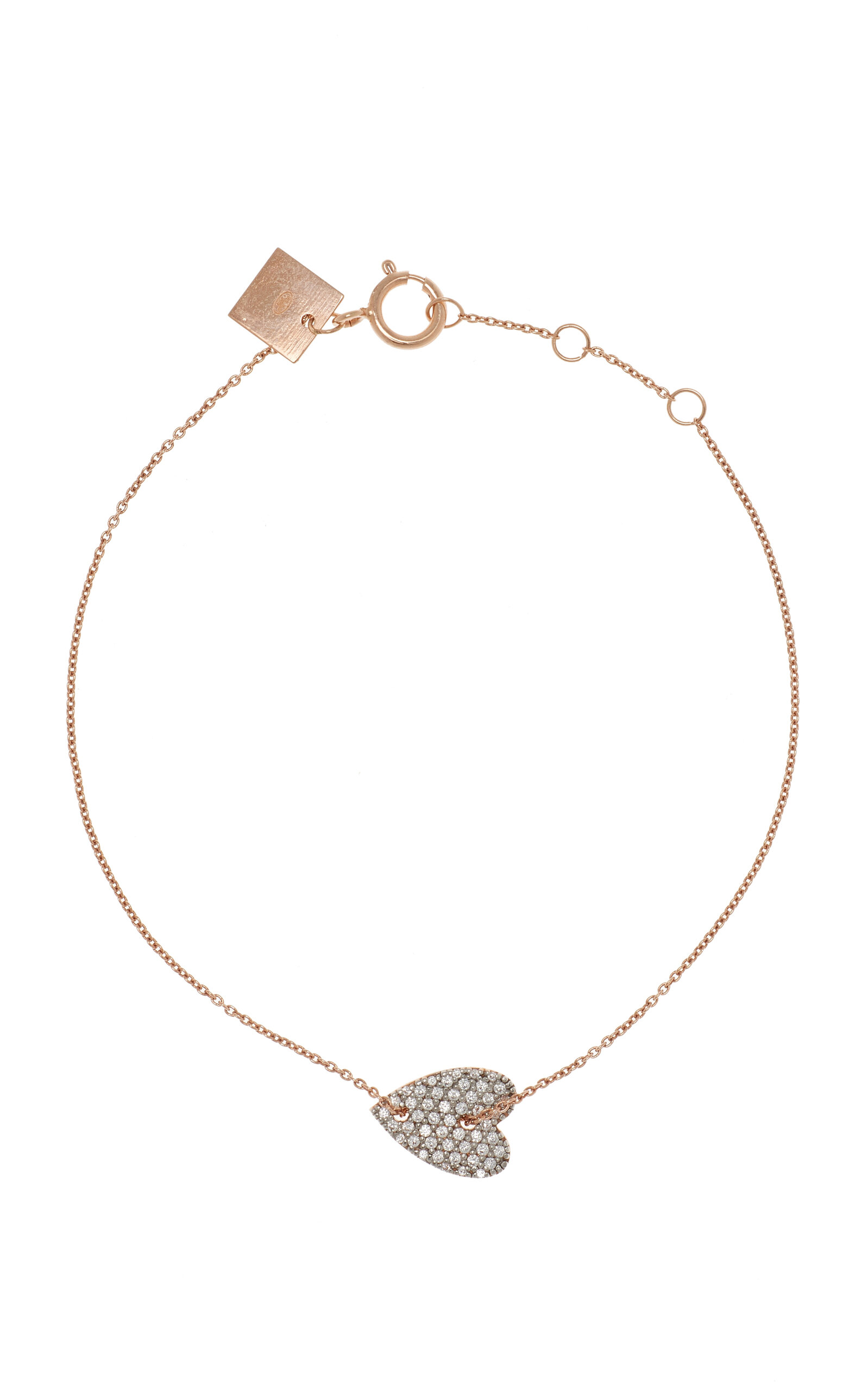 Shop Ginette Ny Angele Mini 18k Rose Gold Diamond Heart Bracelet In Pink