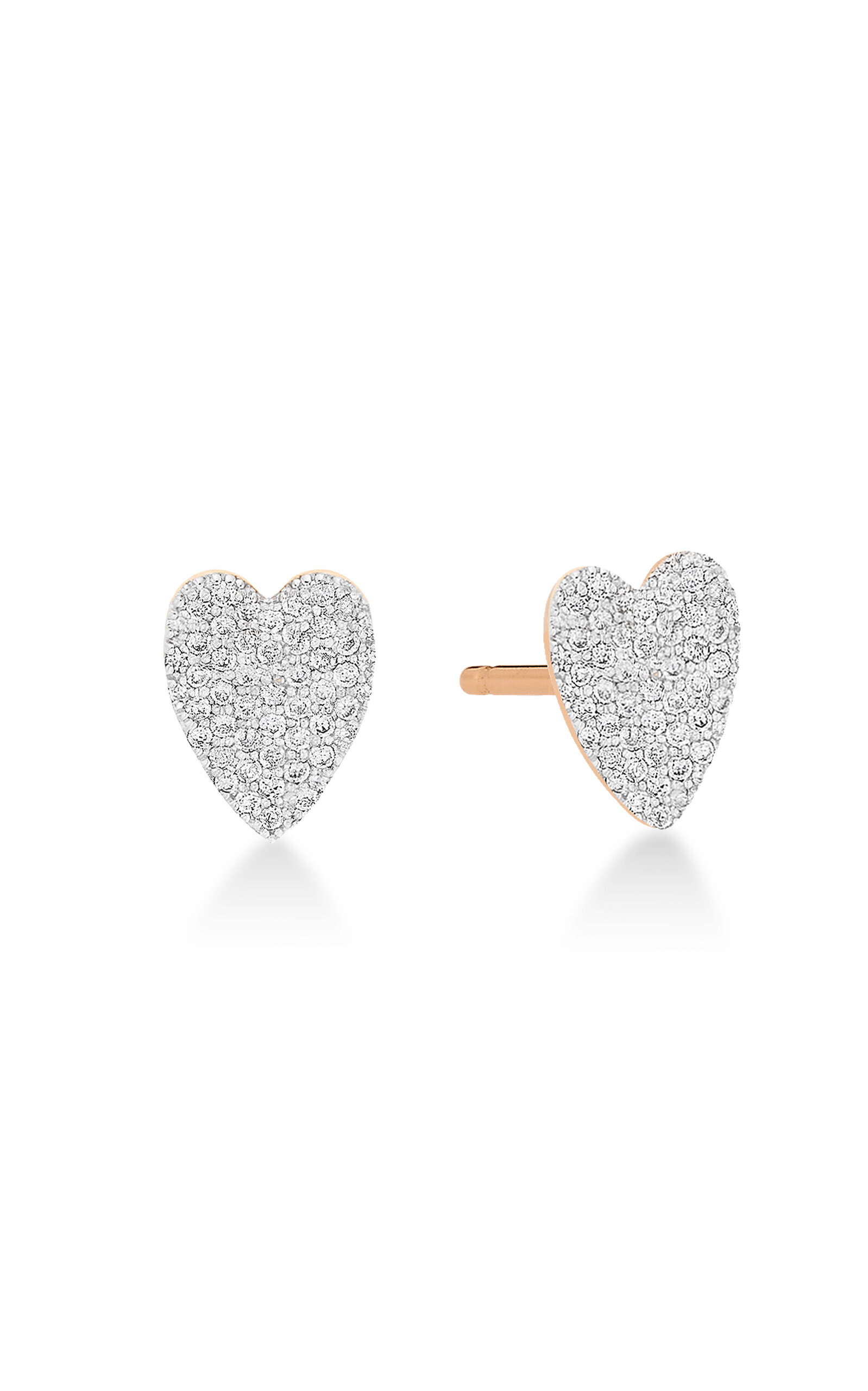 Angele 18K Rose Gold Diamond Heart Earrings