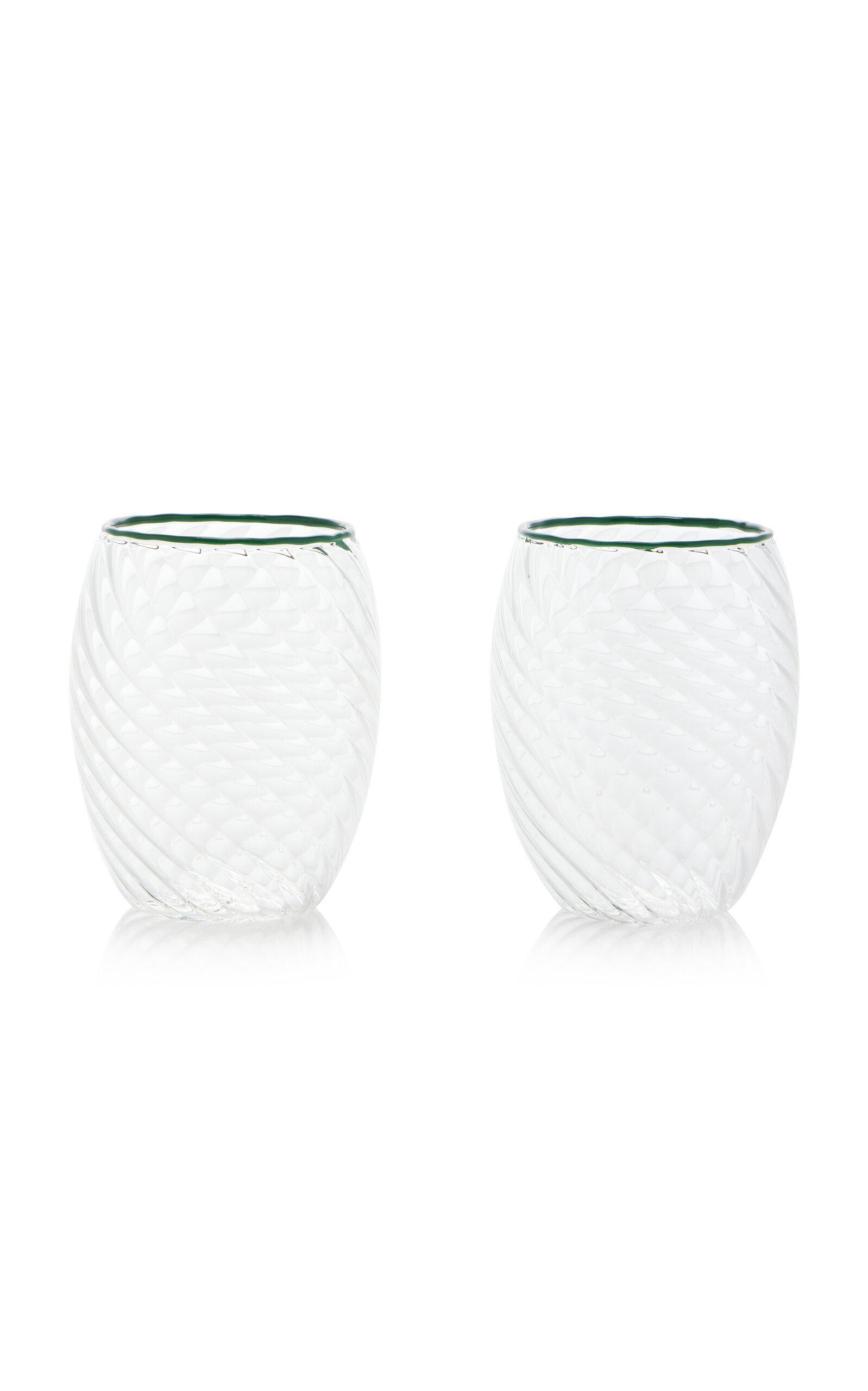 Moda Domus Nucleo Set-of-two Glass Tumblers In Green