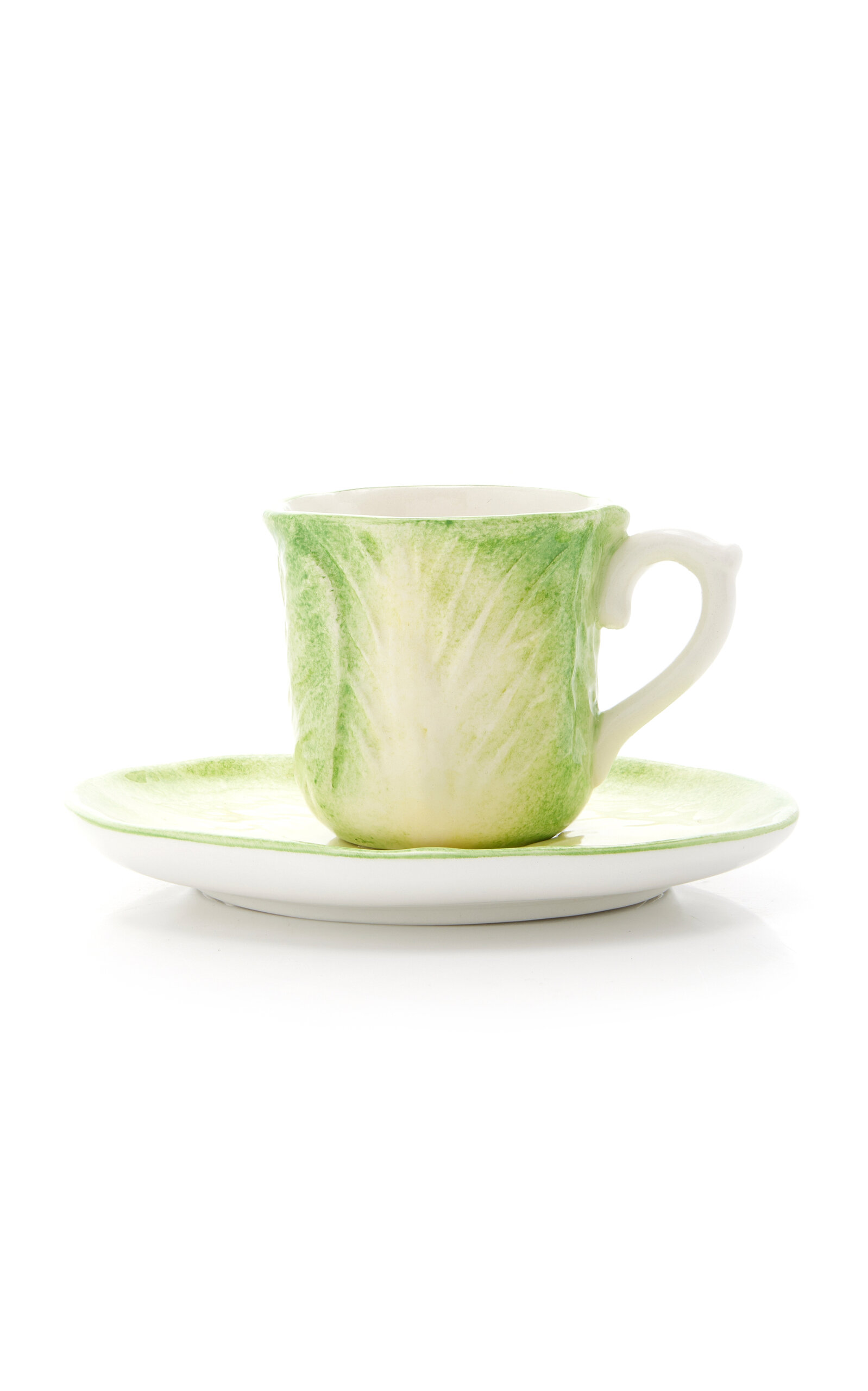 Shop Moda Domus Cabbage Ceramic Coffee Cup And Saucer In Green
