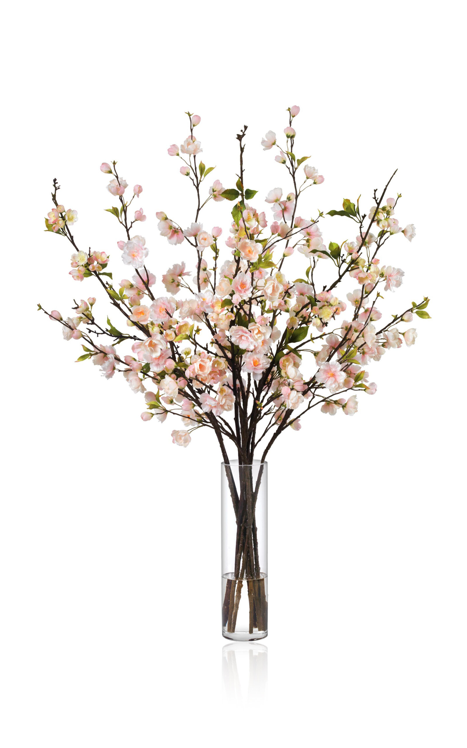 Diane James Designs Plum And Cherry Blossoms In Tall Vase In Light Pink