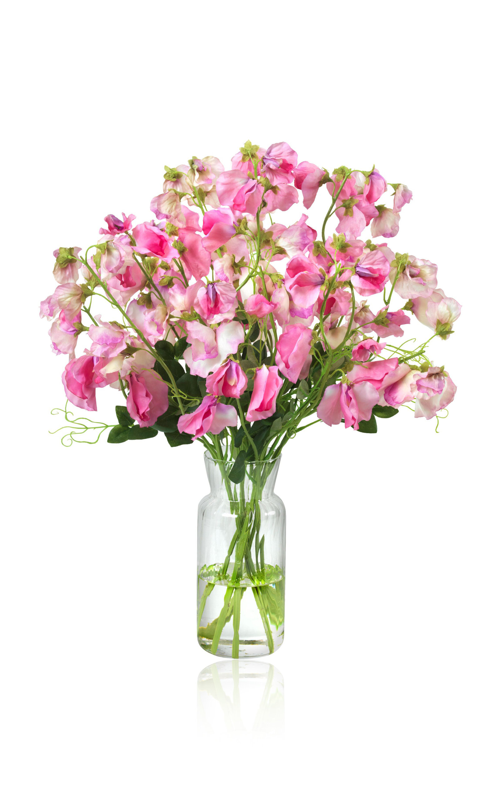 Diane James Designs Sweet Peas In Ribbed Vase In Pink