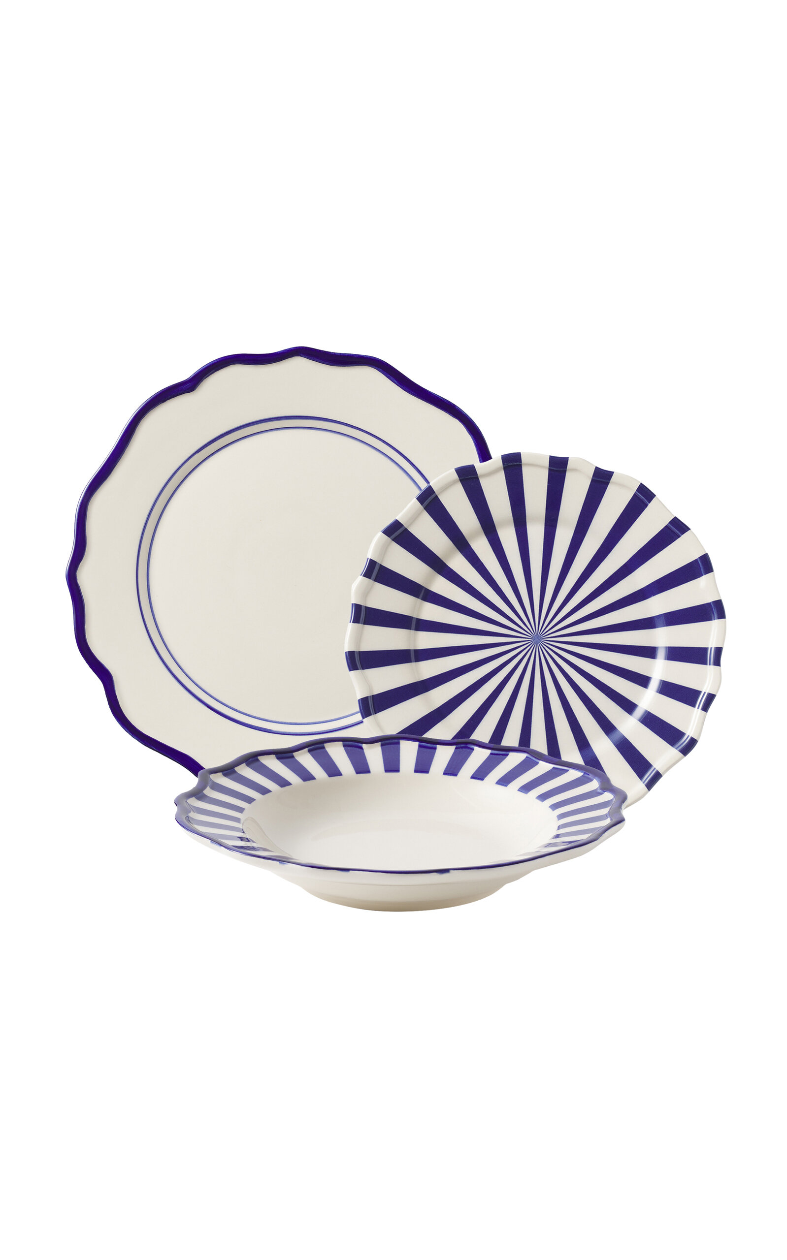 Maison Madison Set-Of-Twelve Hand-Painted Mixed Ceramic Dinner Set - Blue