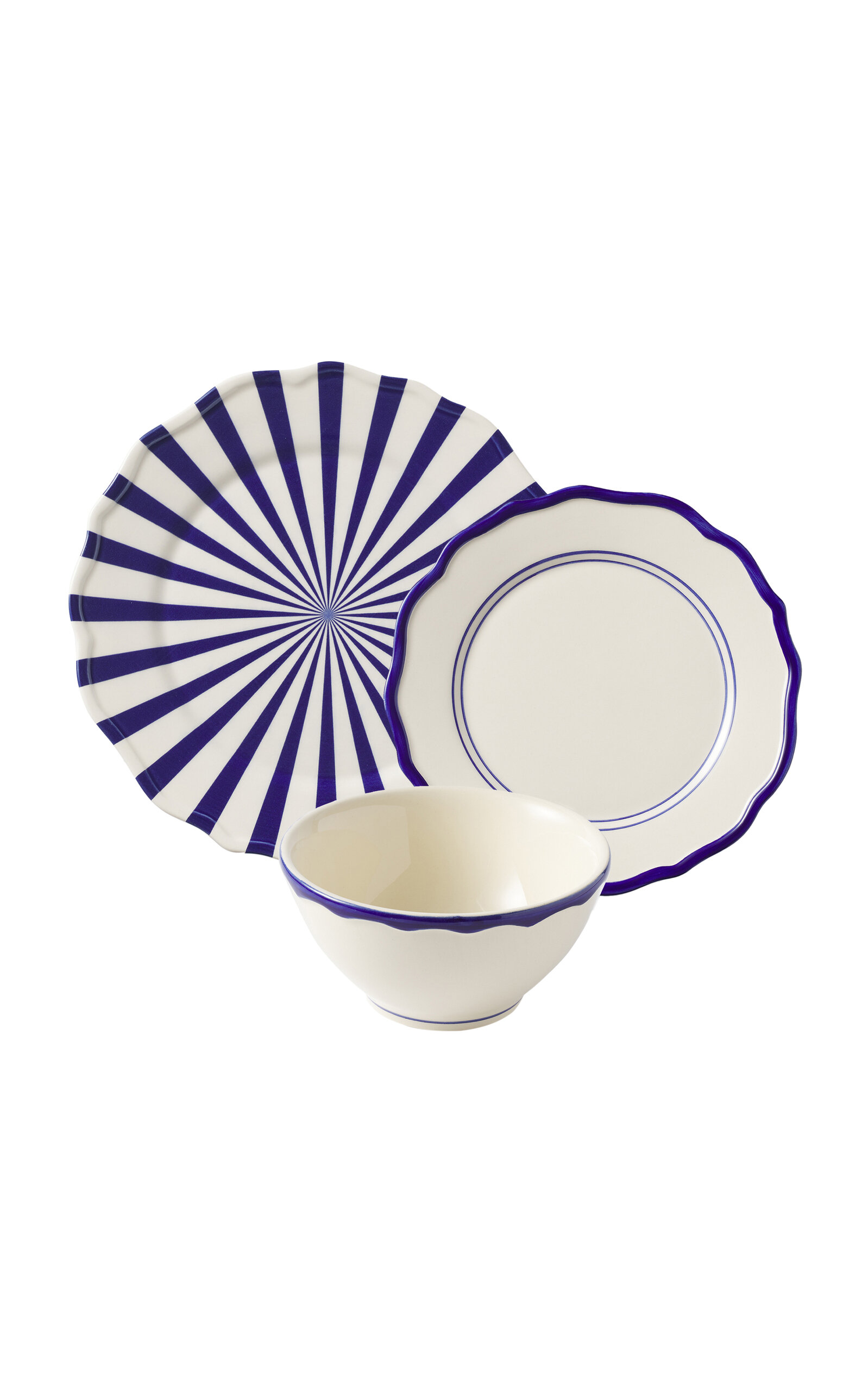 Maison Madison Set-Of-Twelve Hand-Painted Mixed Ceramic Dinner Set - Blue