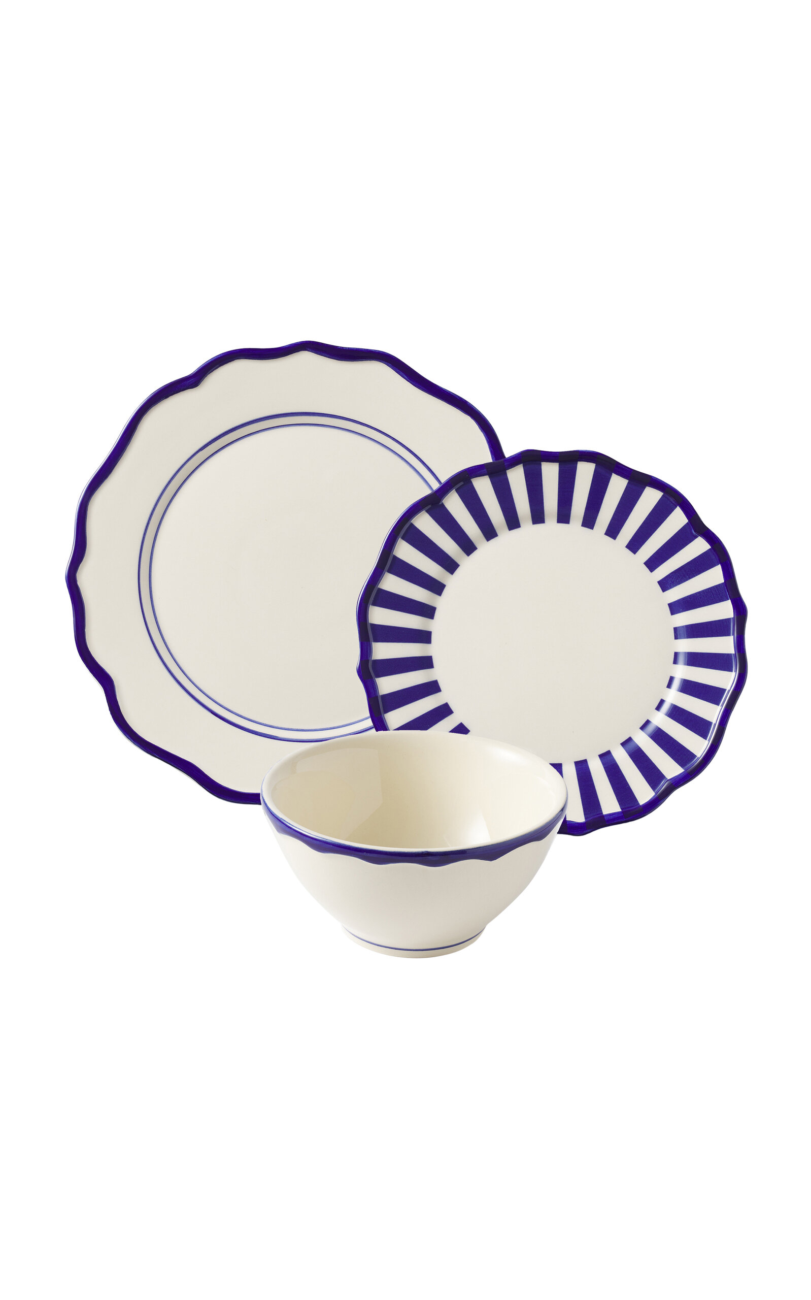 Maison Madison Set-Of-Twelve Hand-Painted Mixed Ceramic Dinner Set - Blue