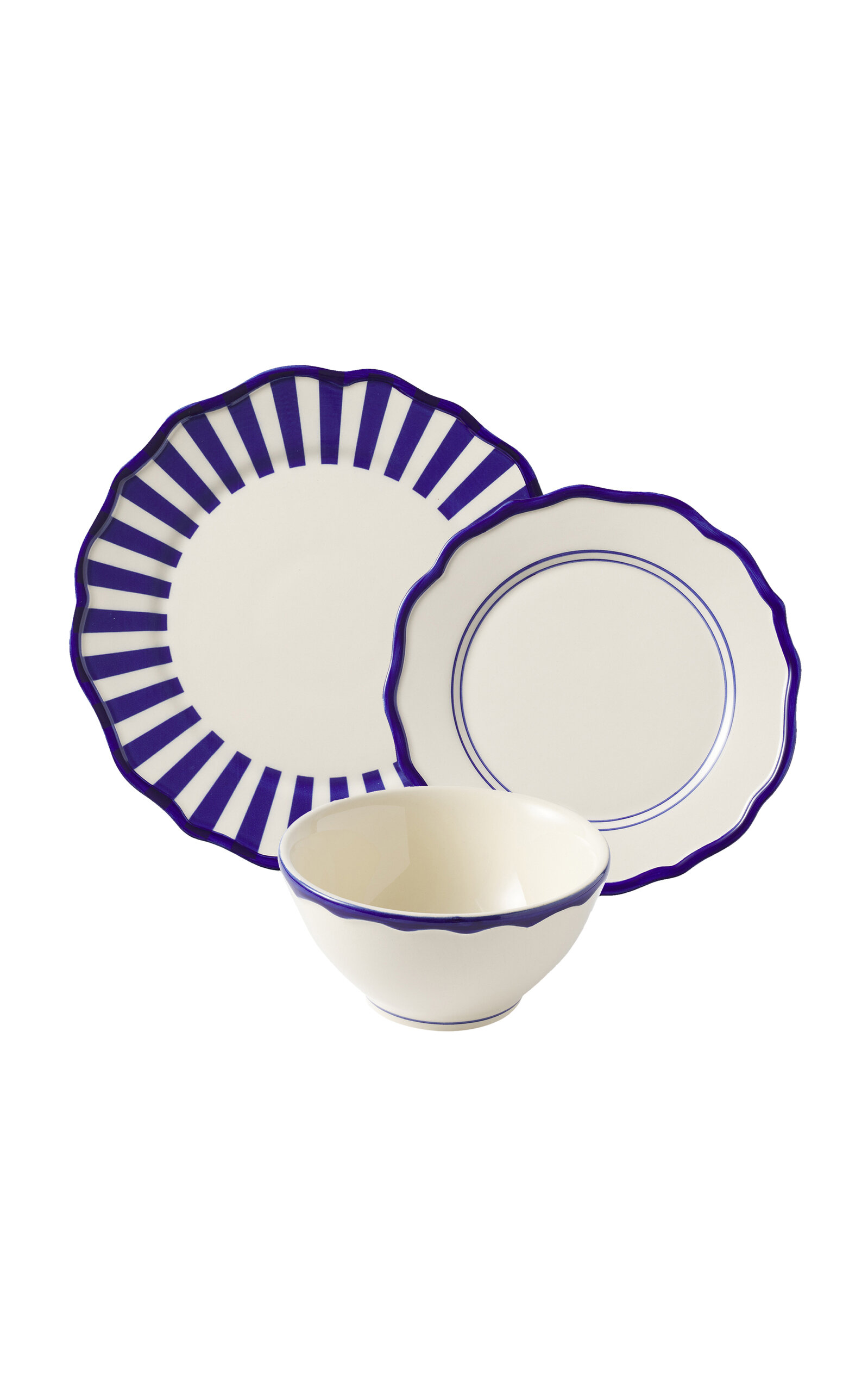 Maison Madison Set-Of-Twelve Hand-Painted Mixed Ceramic Dinner Set - Blue