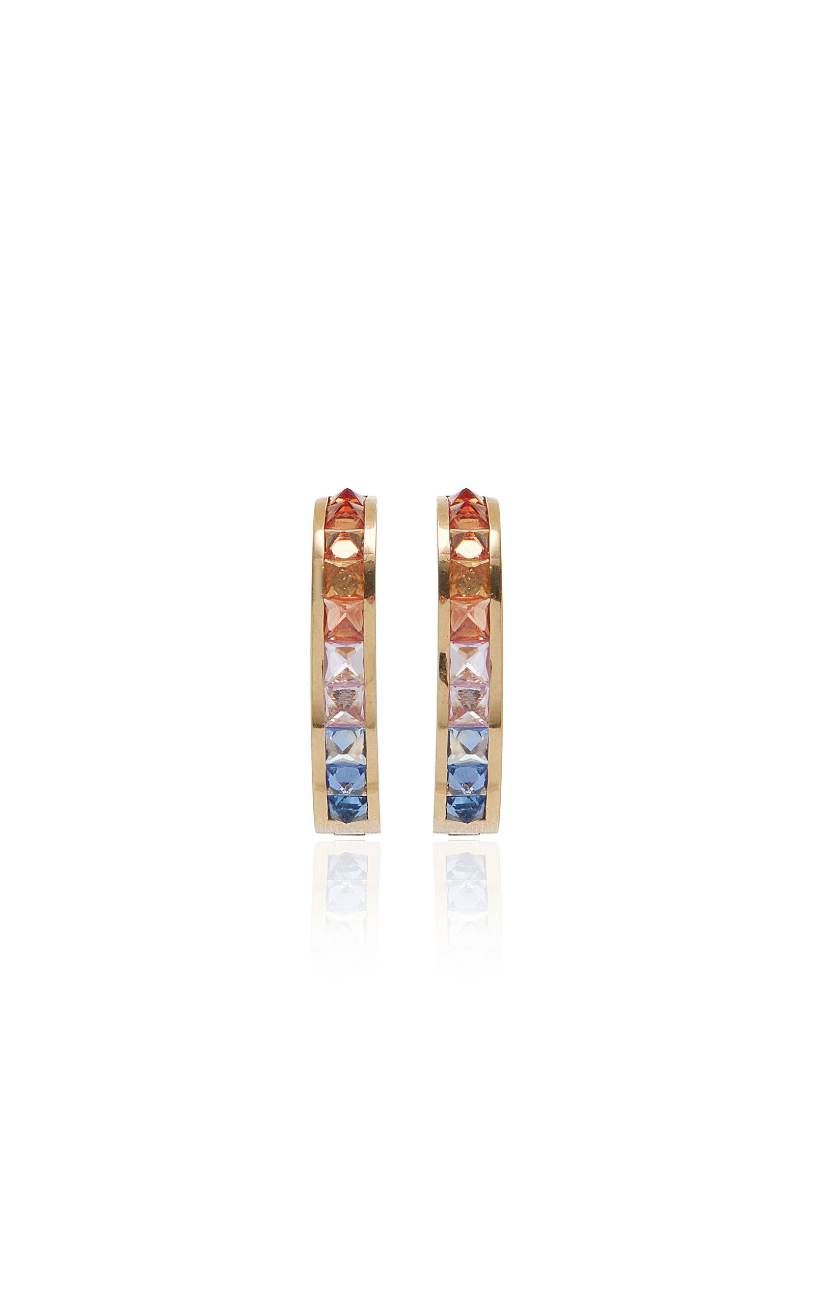 Be Spiked 18K Yellow Gold Rainbow Mini Hoop Earrings