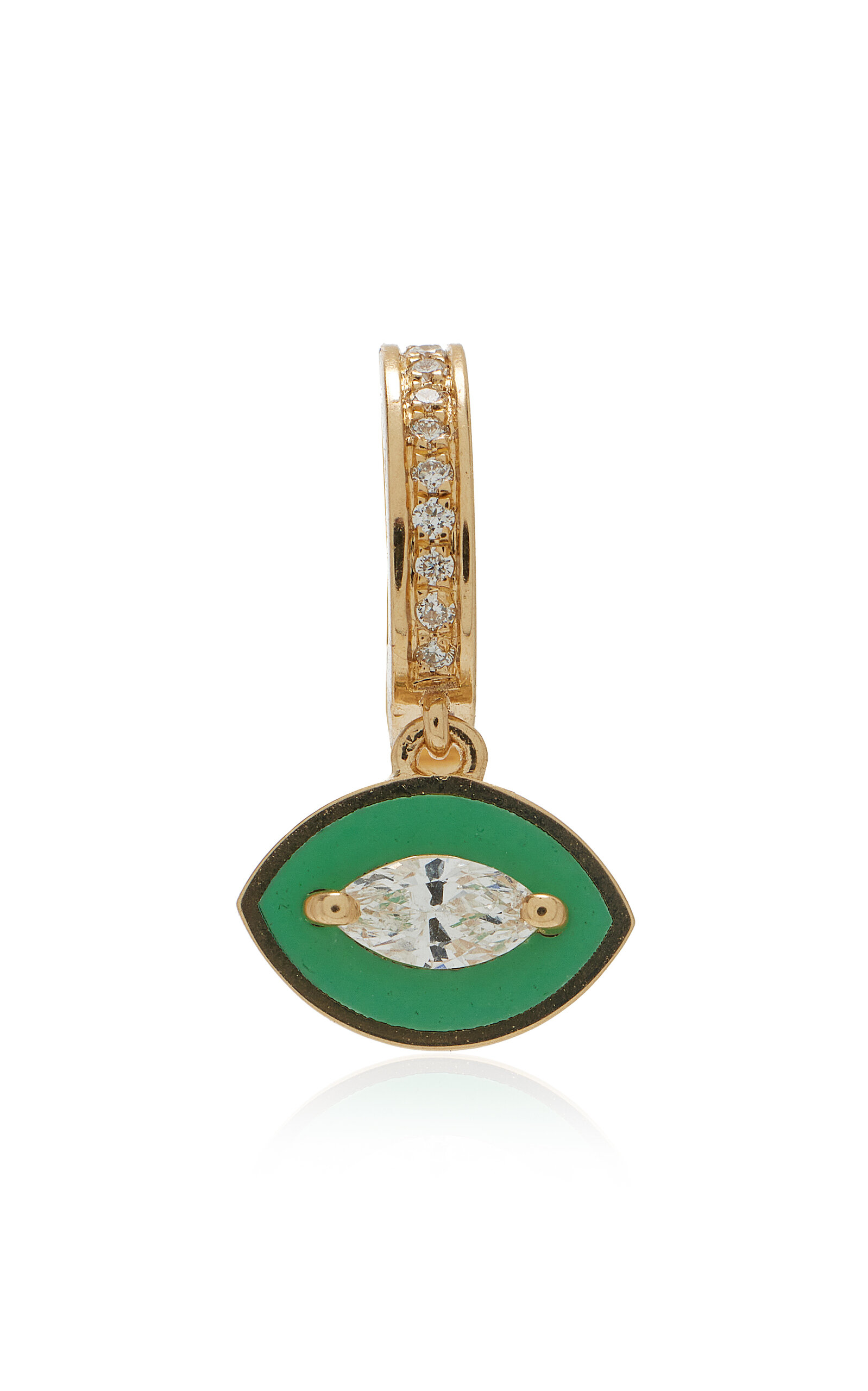 Savolinna Jewelry Lemonade Enameled 18k Yellow Gold Diamond Ear Cuff In Green