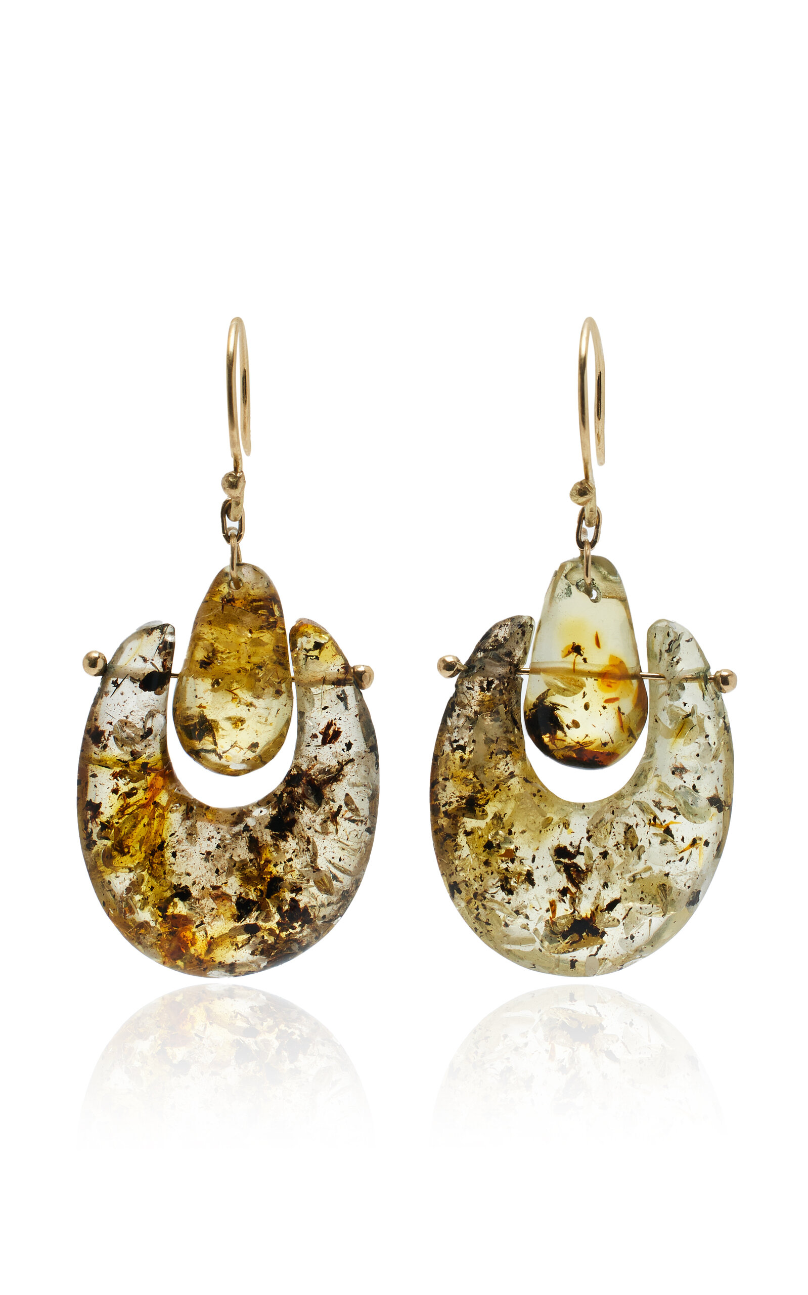 Small O'Keefe 18K Yellow Gold Amber Earrings