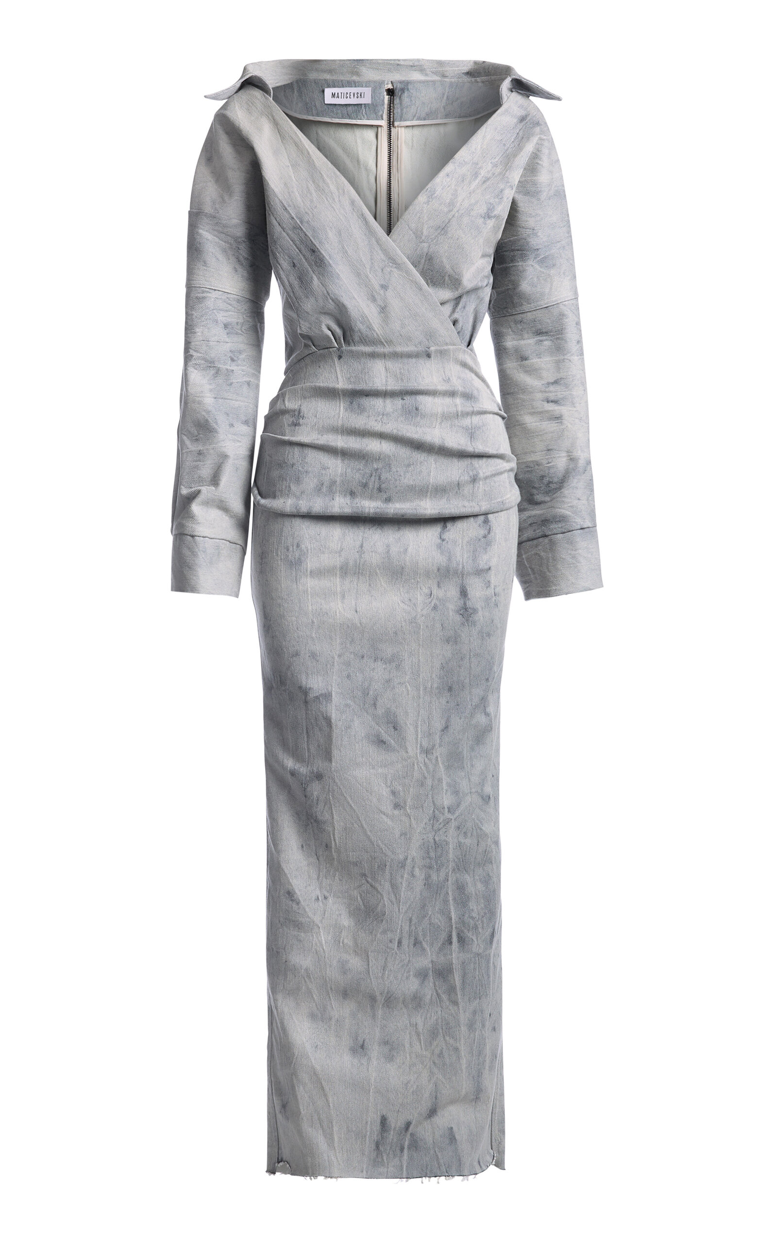 Maticevski Category Puff-Sleeve Stretch-Cotton Maxi Dress - Light Wash