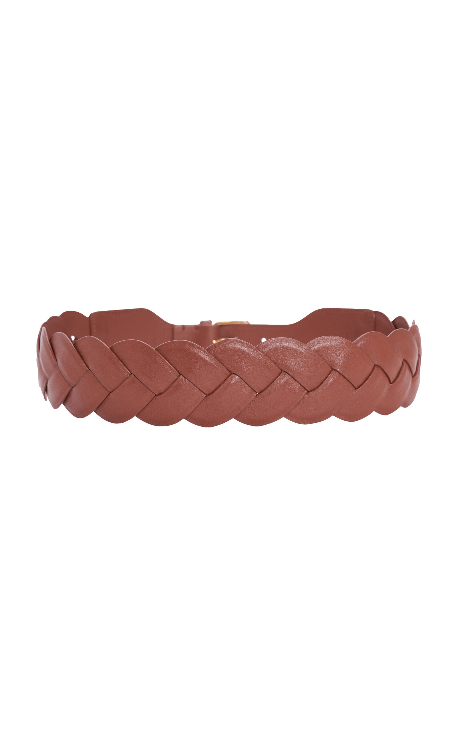 Shop Altuzarra Skinny Braided Leather Belt In Brown