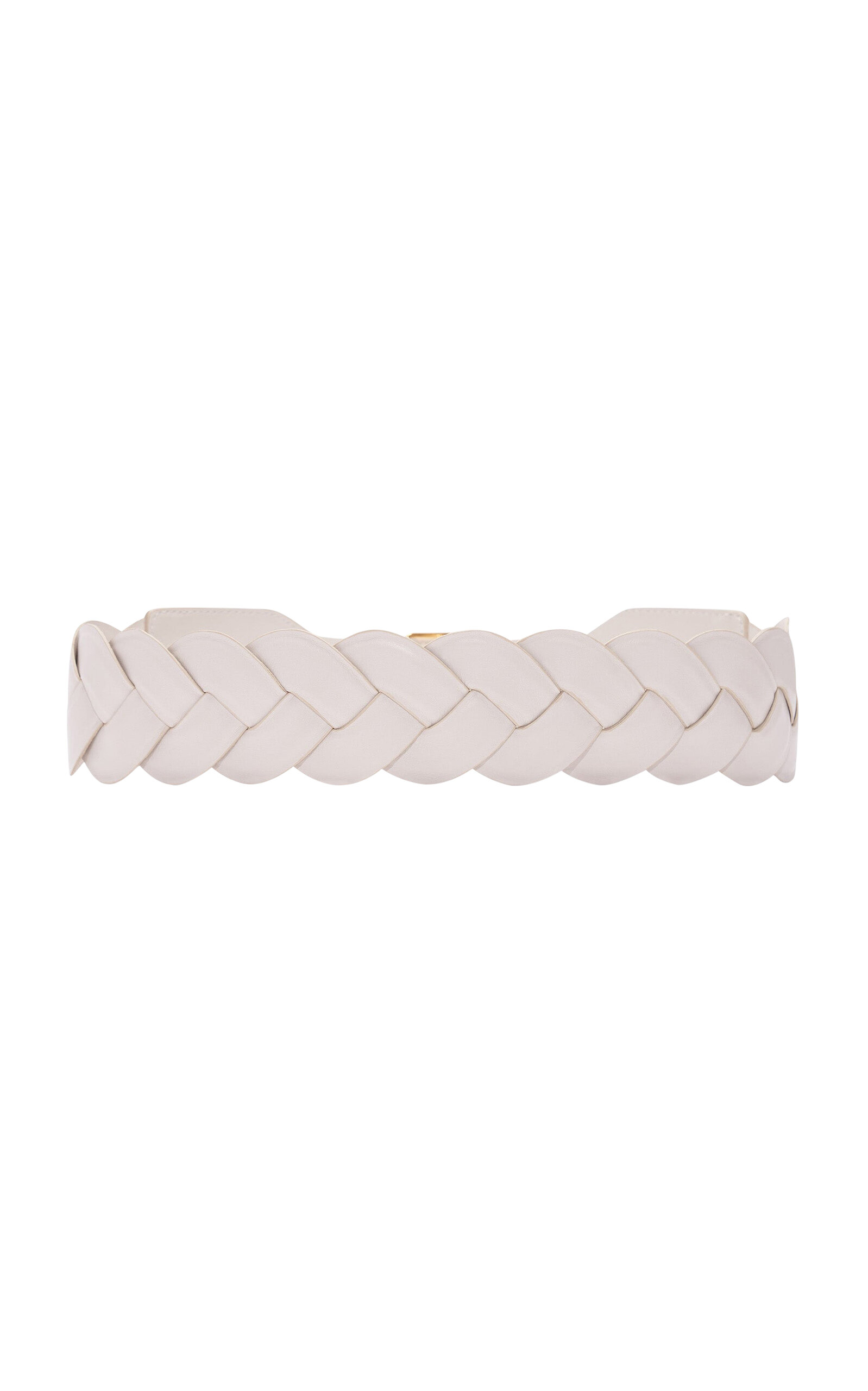 Shop Altuzarra Skinny Braided Leather Belt In Off-white