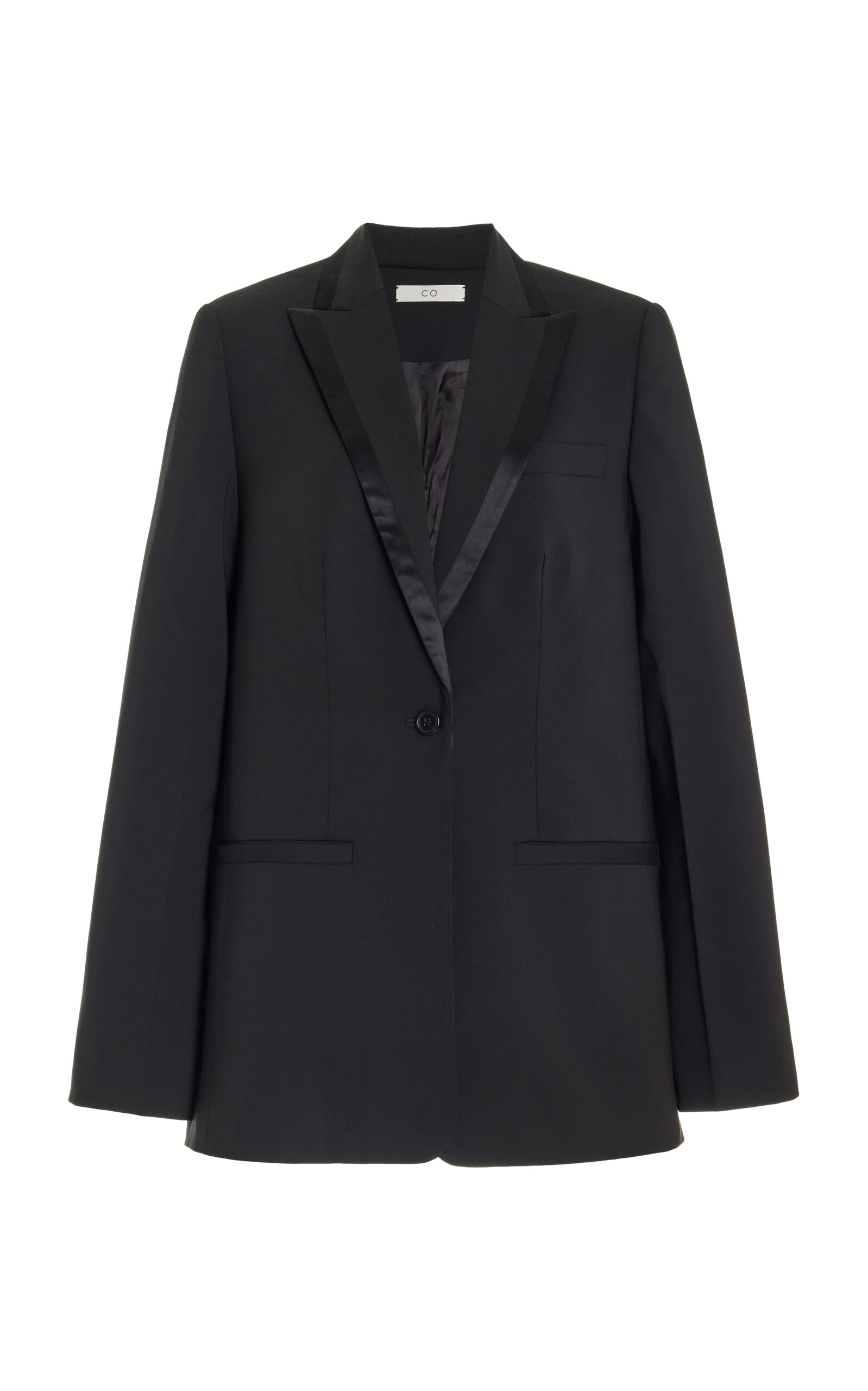Co Satin-trim Single-breasted Tuxedo Jacket In Black