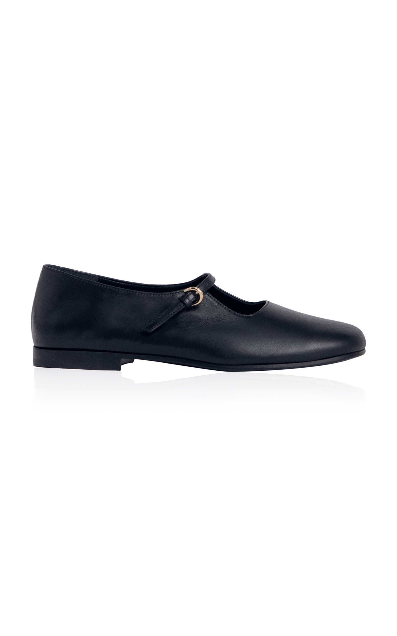 Co Black Square Toe Mary Jane Ballerina Flats In Black