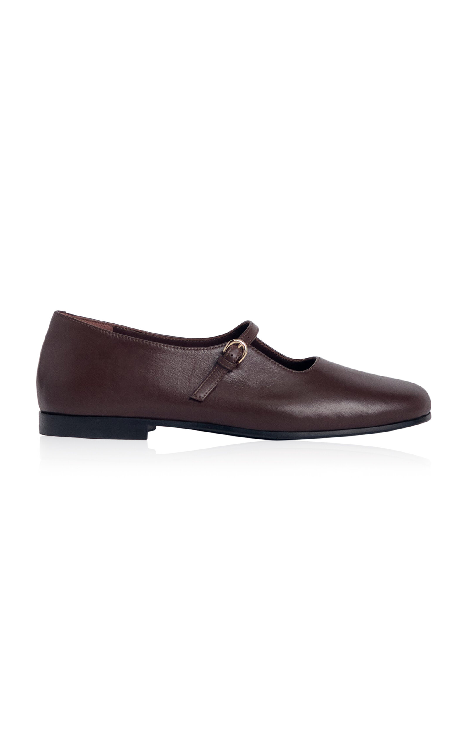 Co Women's Leather Square-toe Mary-jane Flats In Brown