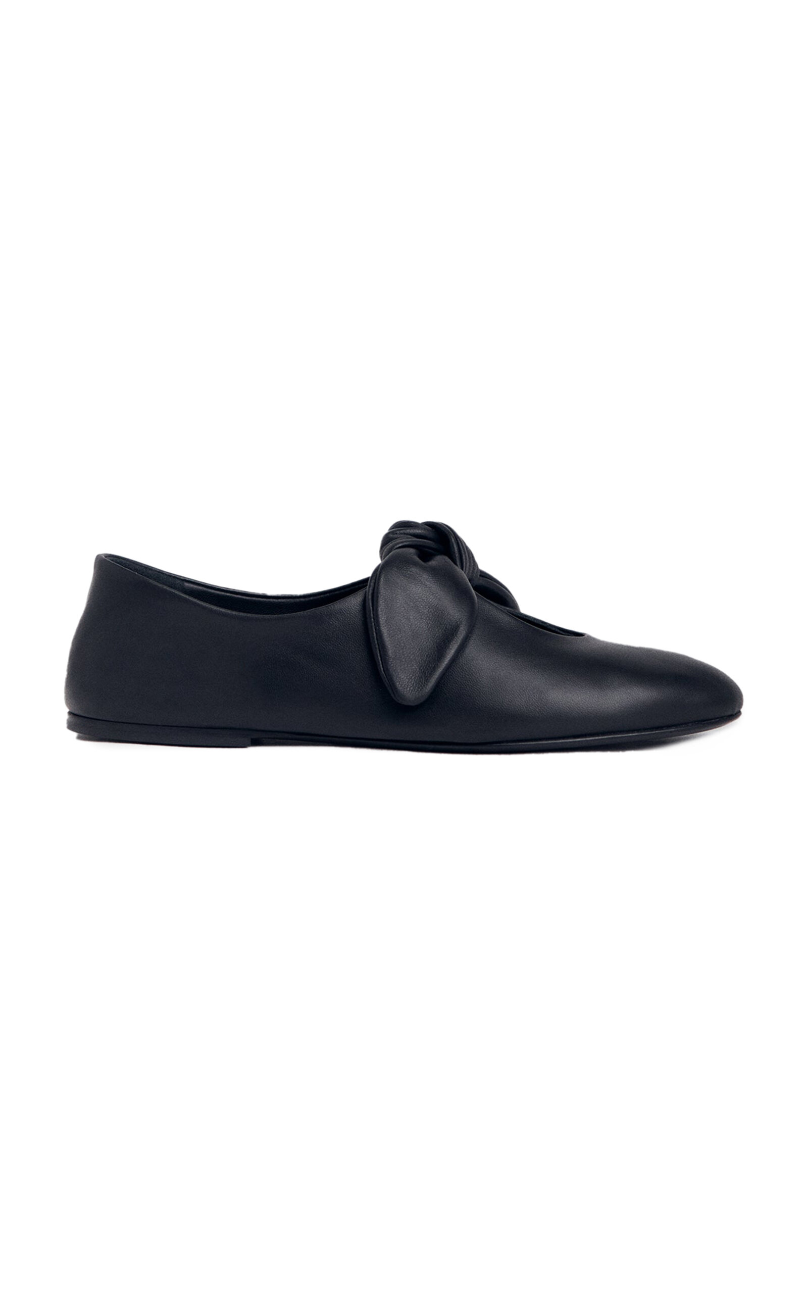 Shop Co Bow-detailed Leather Flats In Black