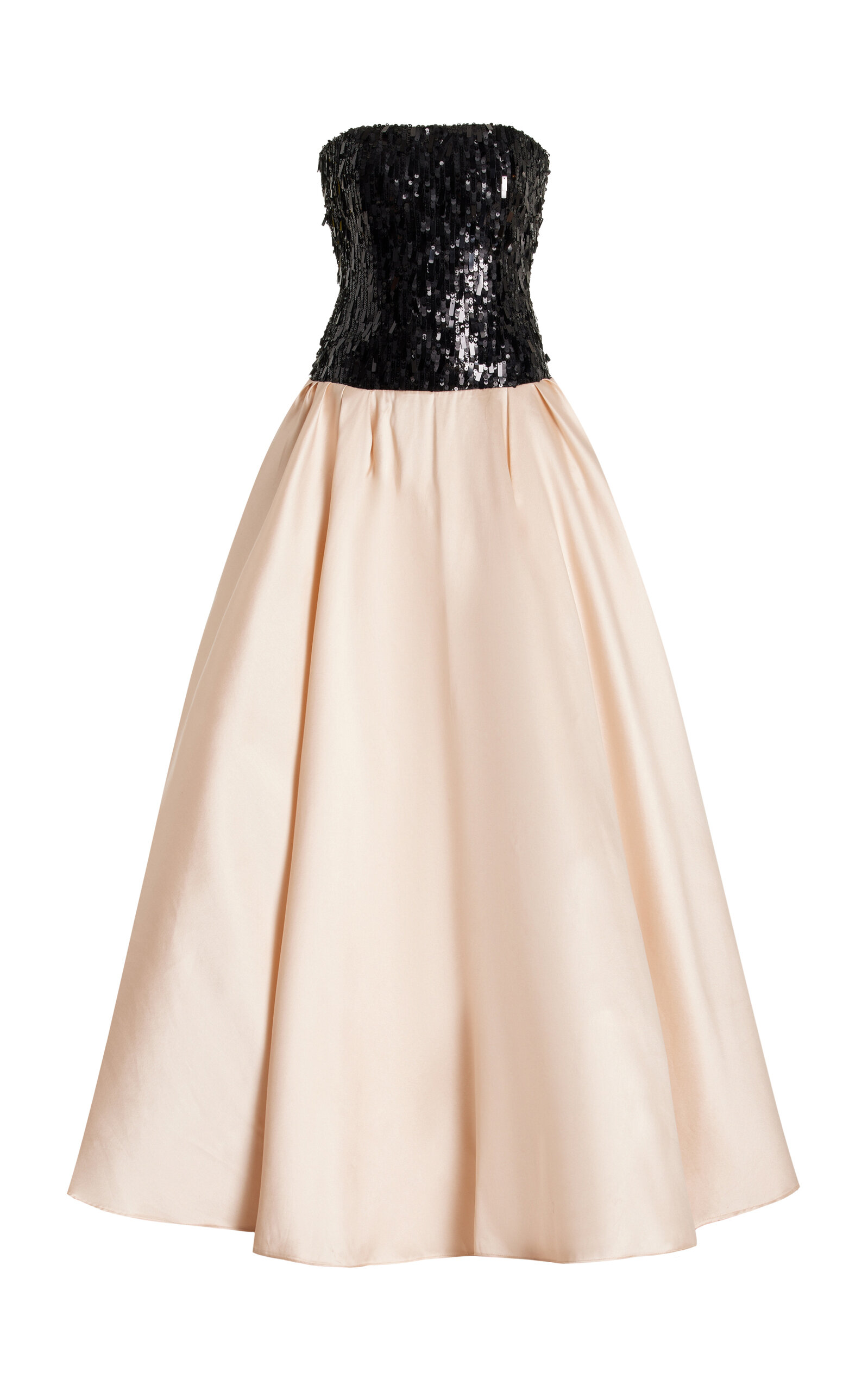 Pamella Roland Sequined Satin Ball Gown In Pink