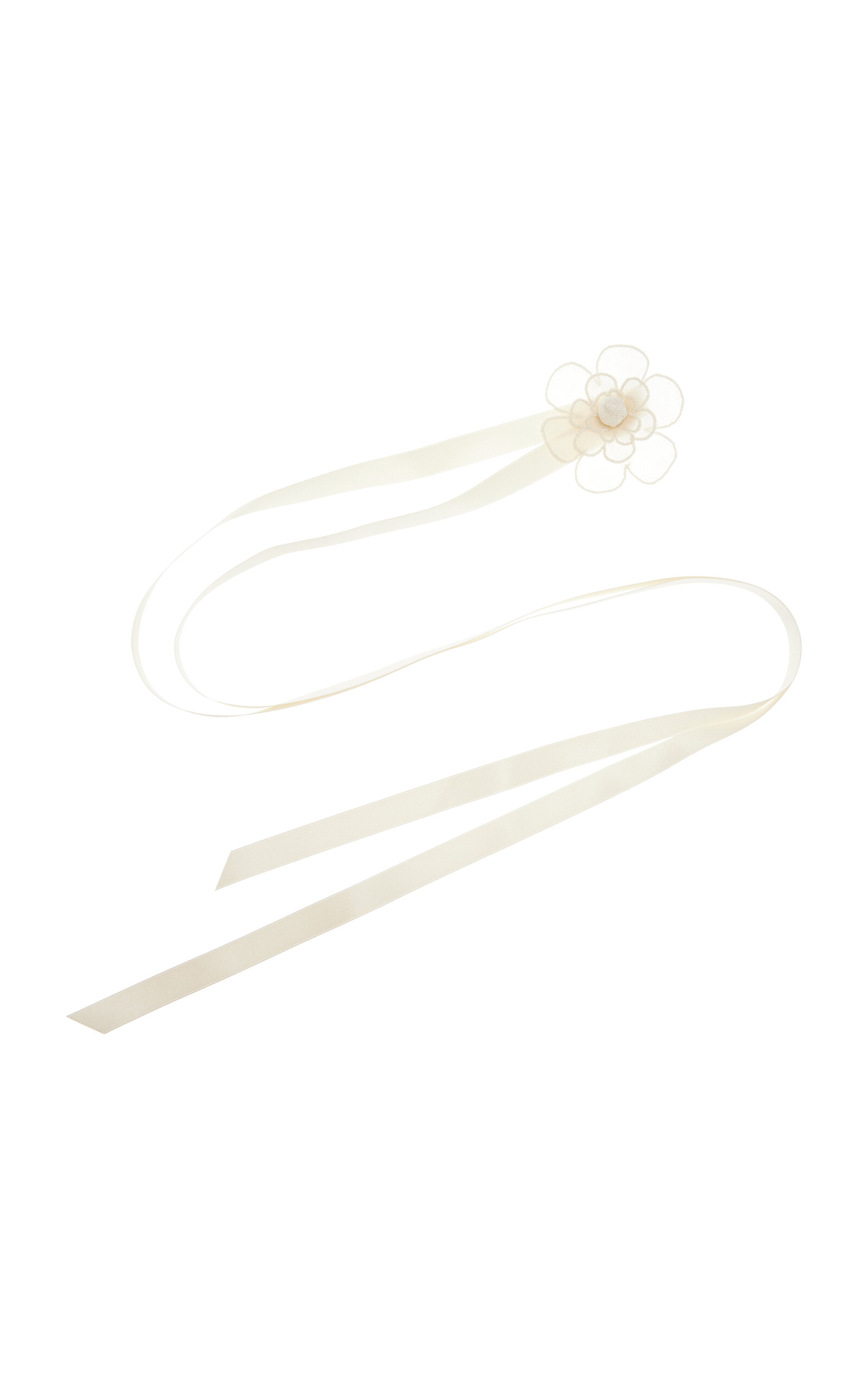 Shop Jennifer Behr Susanna Flower-detailed Silk Ribbon Necklace In White