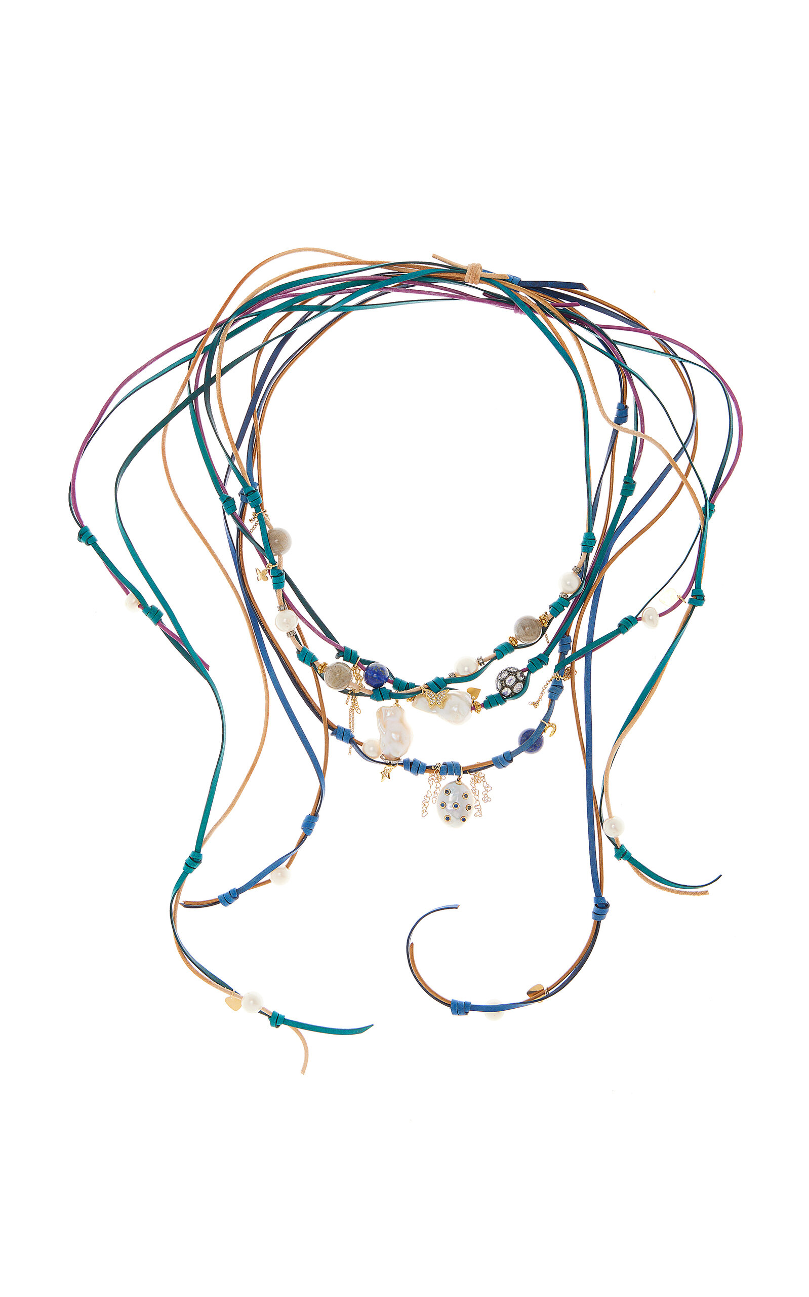 Shop Joie Digiovanni Deluxe Rockstar Leather Necklace Set In Blue