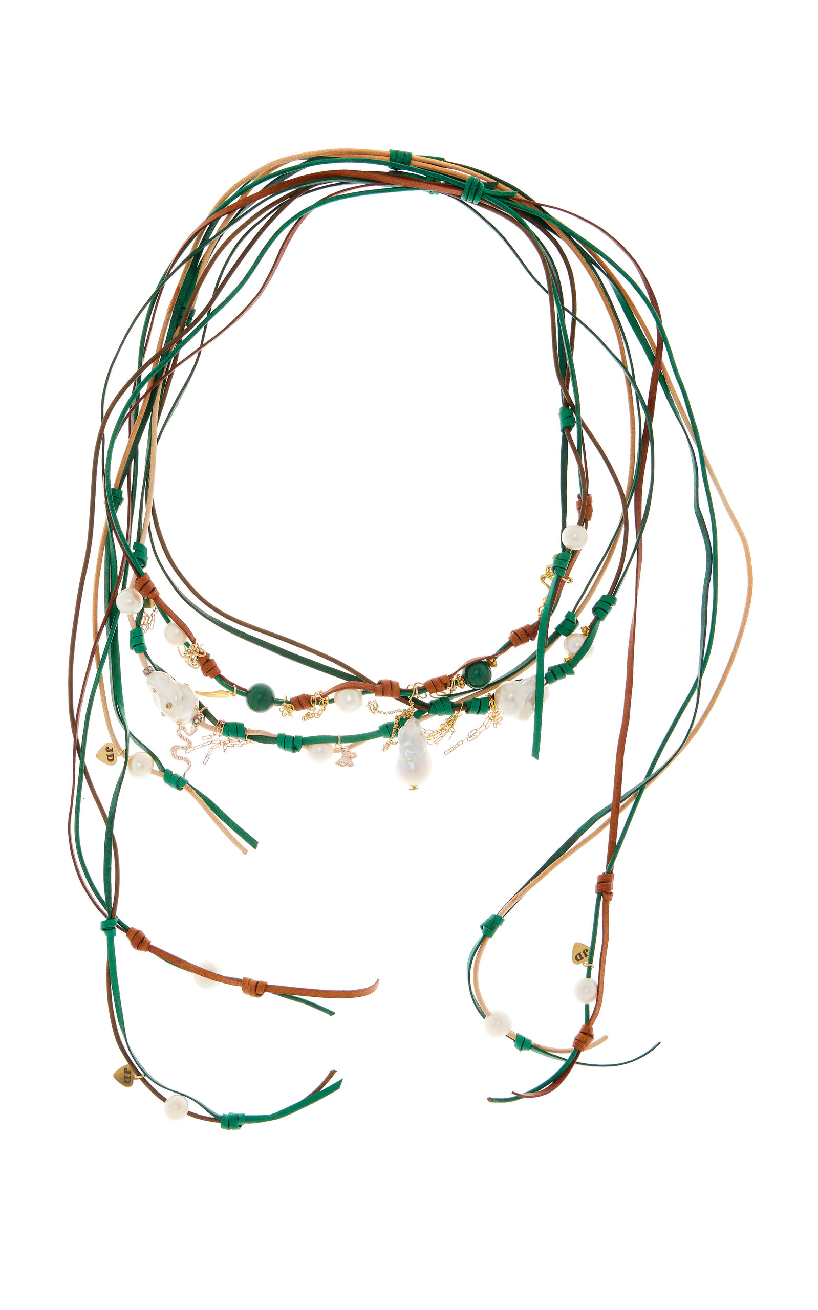 Shop Joie Digiovanni Goddess Deluxe Rockstar Leather Necklace Set In Green