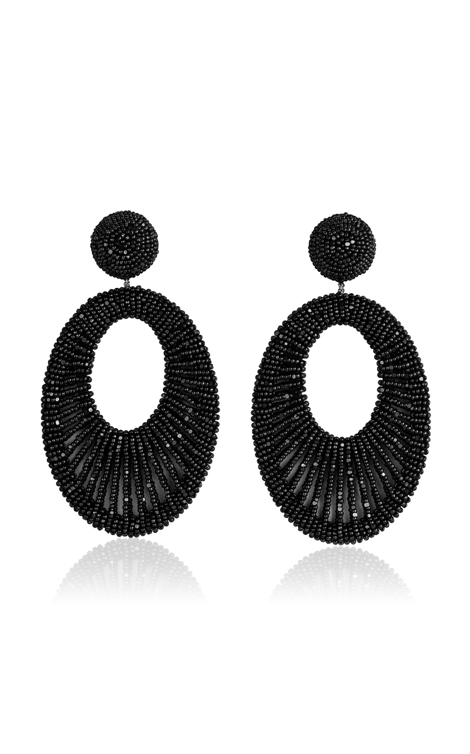 Shop Deepa Gurnani Cypress Beaded Earrings In Black